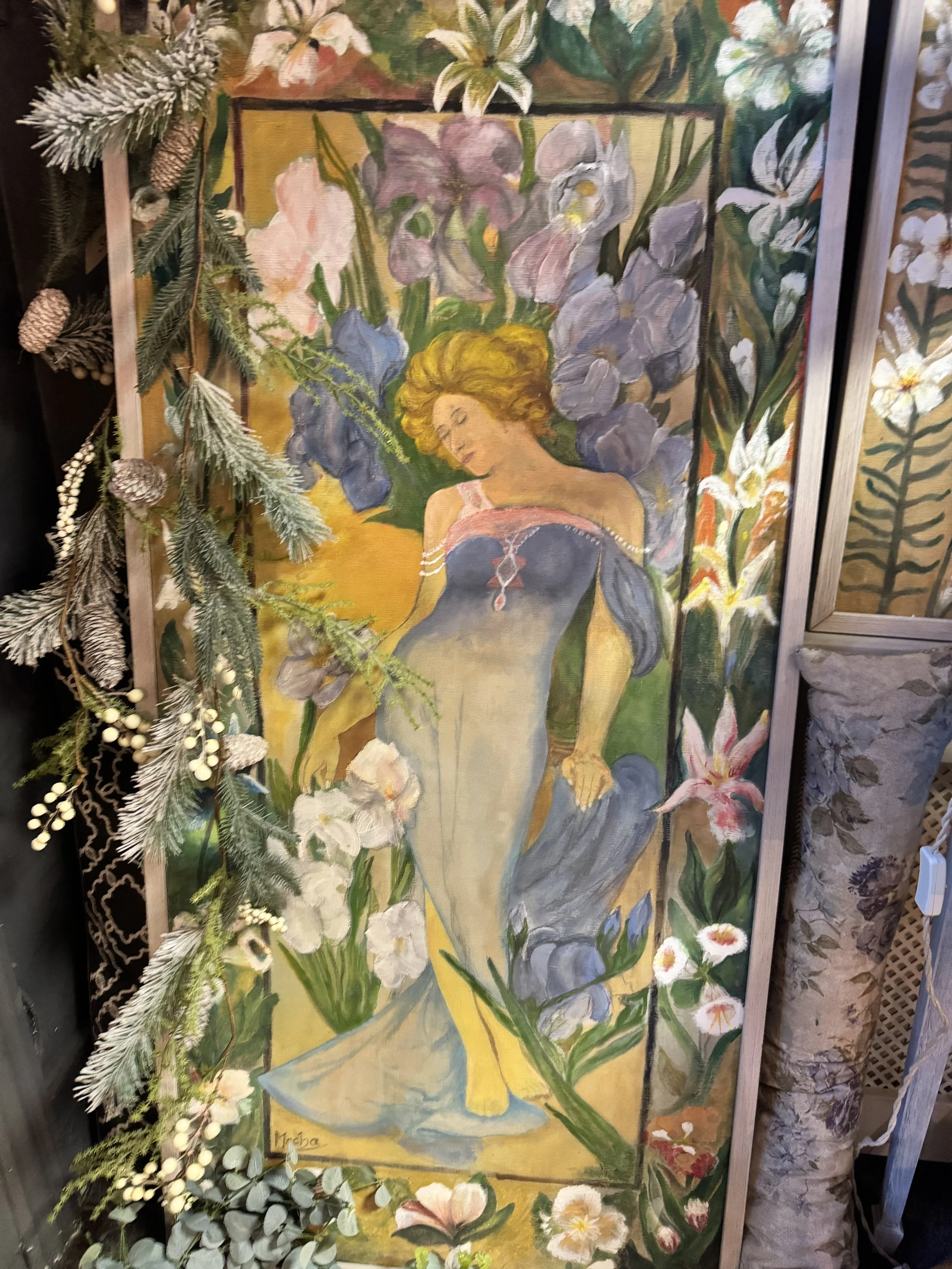 Woman with Blue, Flowing Dress