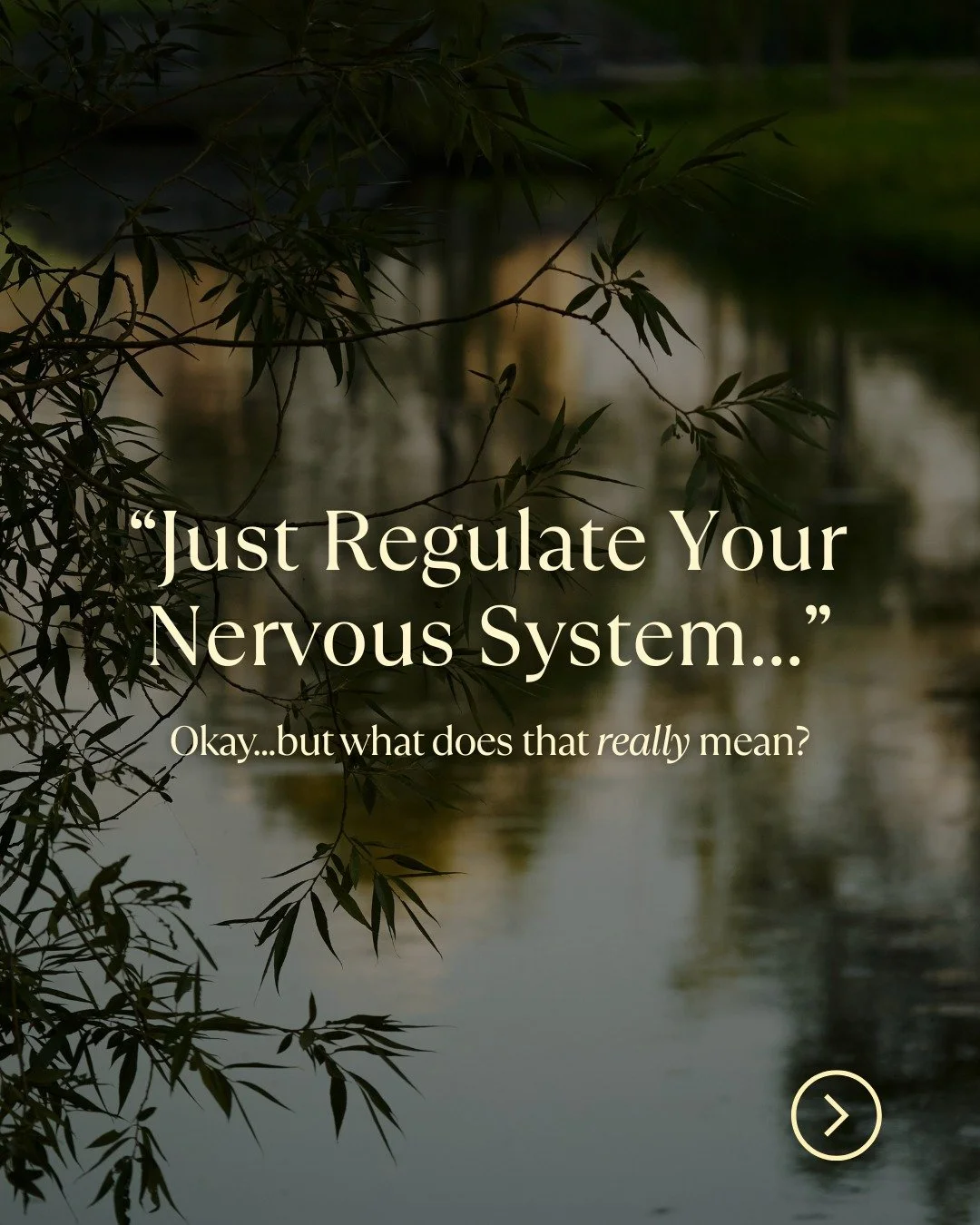 You keep hearing it...
&ldquo;just regulate your nervous system.&rdquo;

But what does that actually look like in real life?

Not in theory. Not in a post.
In your body&hellip;when things feel overwhelming, heavy, or too much.

Most of us were never 