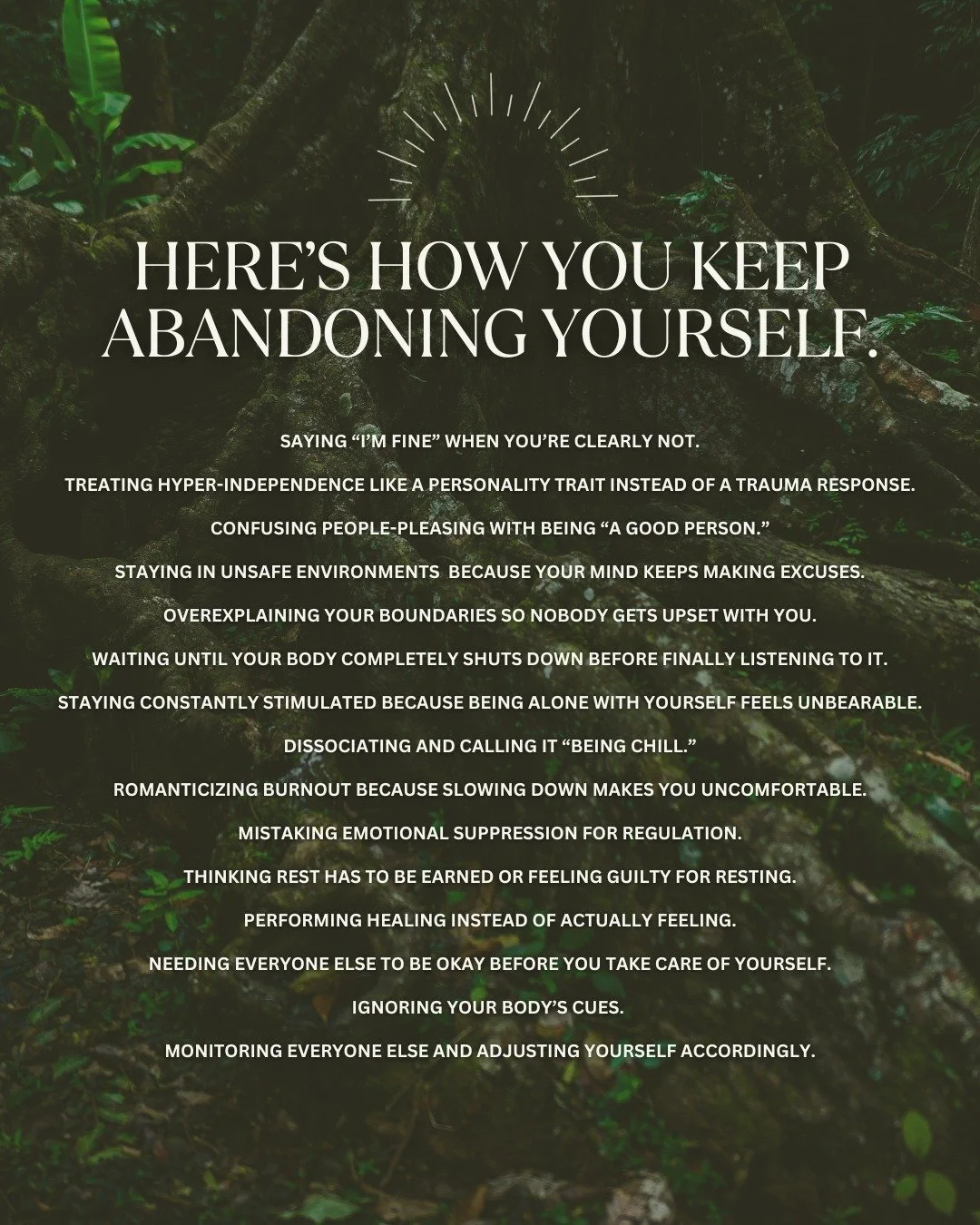 These are survival patterns...they are not meant to become your identity. 

These patterns are learned, which means they can also be unlearned. If you&rsquo;re ready to stop betraying your body and start building safety within yourself, my coaching c