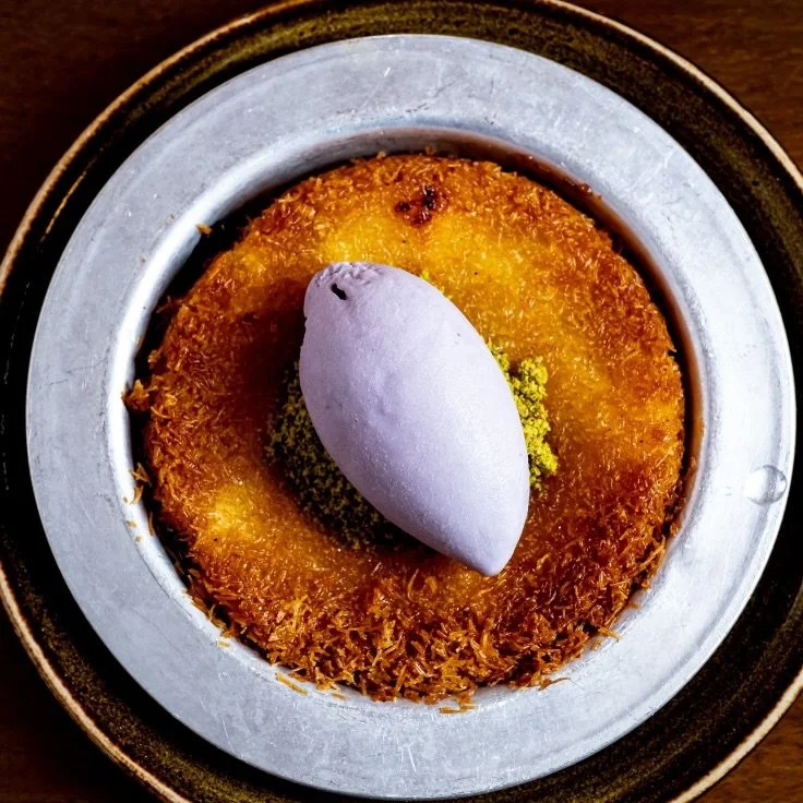 Our take on the traditional knaffe

Sweet cheese, kadayif, orange blossom syrup, house made honey-lavender ice cream, pistachio 

#eaynyc #dessertsofinstagram #midtownmanhattan #hellskitchennyc #newyorkeats