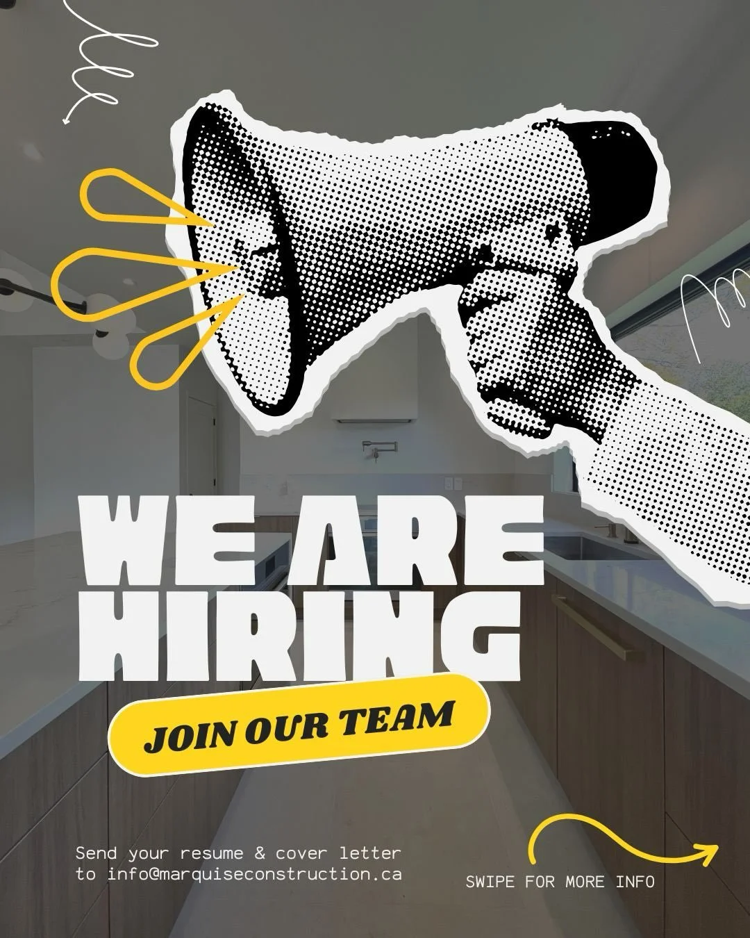 We&rsquo;re hiring! Marquise Construction is looking for talented individuals to join our team. If you&rsquo;re interested, please send your resume to info@marquiseconstruction.ca. We look forward to hearing from you!