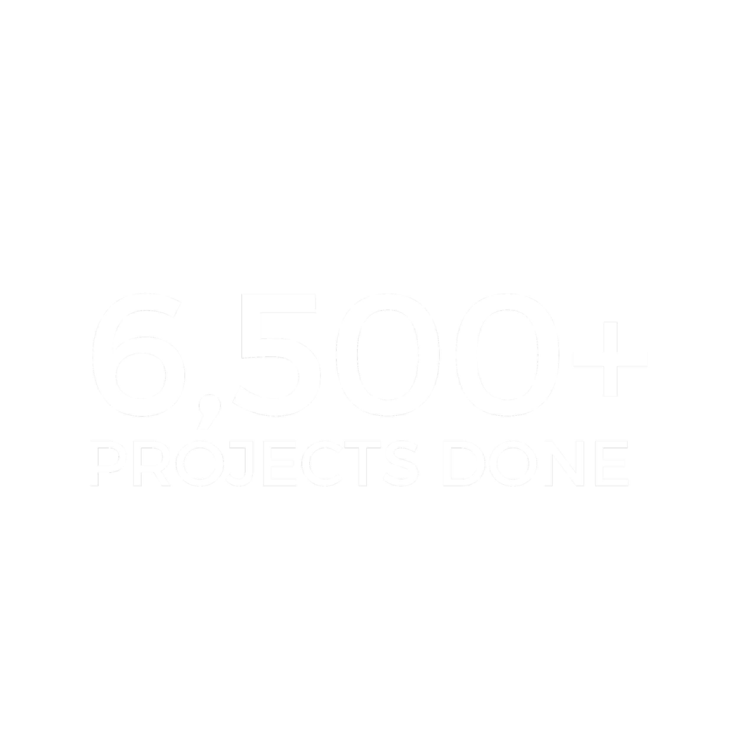 Text on black background stating '6,500+ Projects Done' in large white font.
