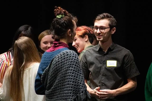 A group of Chatham University students socializing