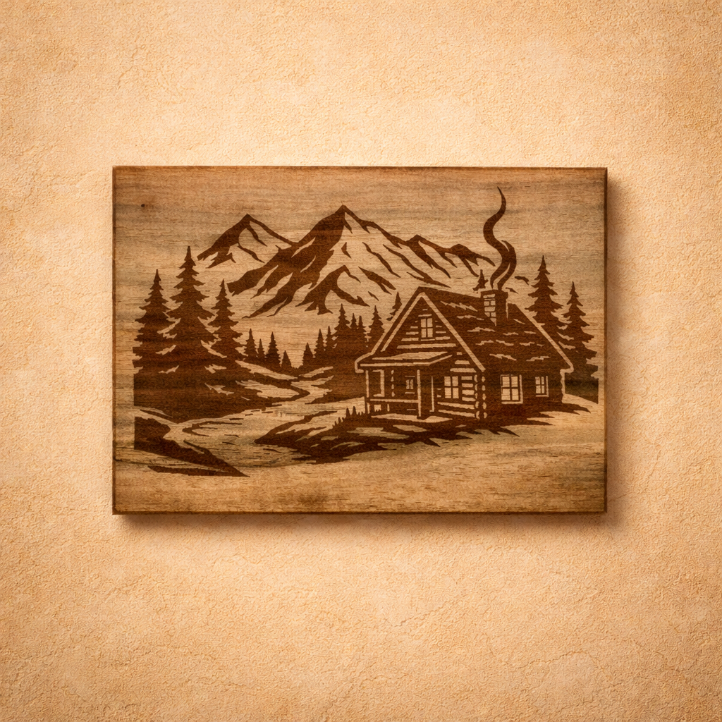 Mountain Cabin Wooden Wall Art