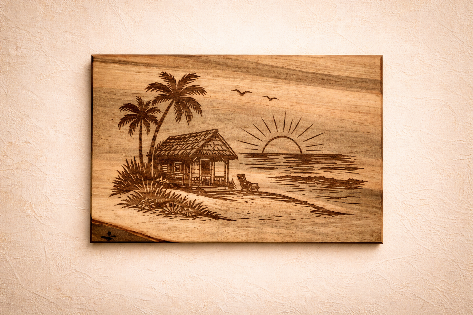 Tropical Beach Sunset Wood Wall Art