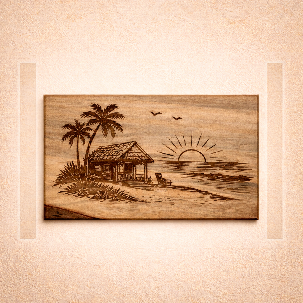 Tropical Beach Sunset Wood Wall Art