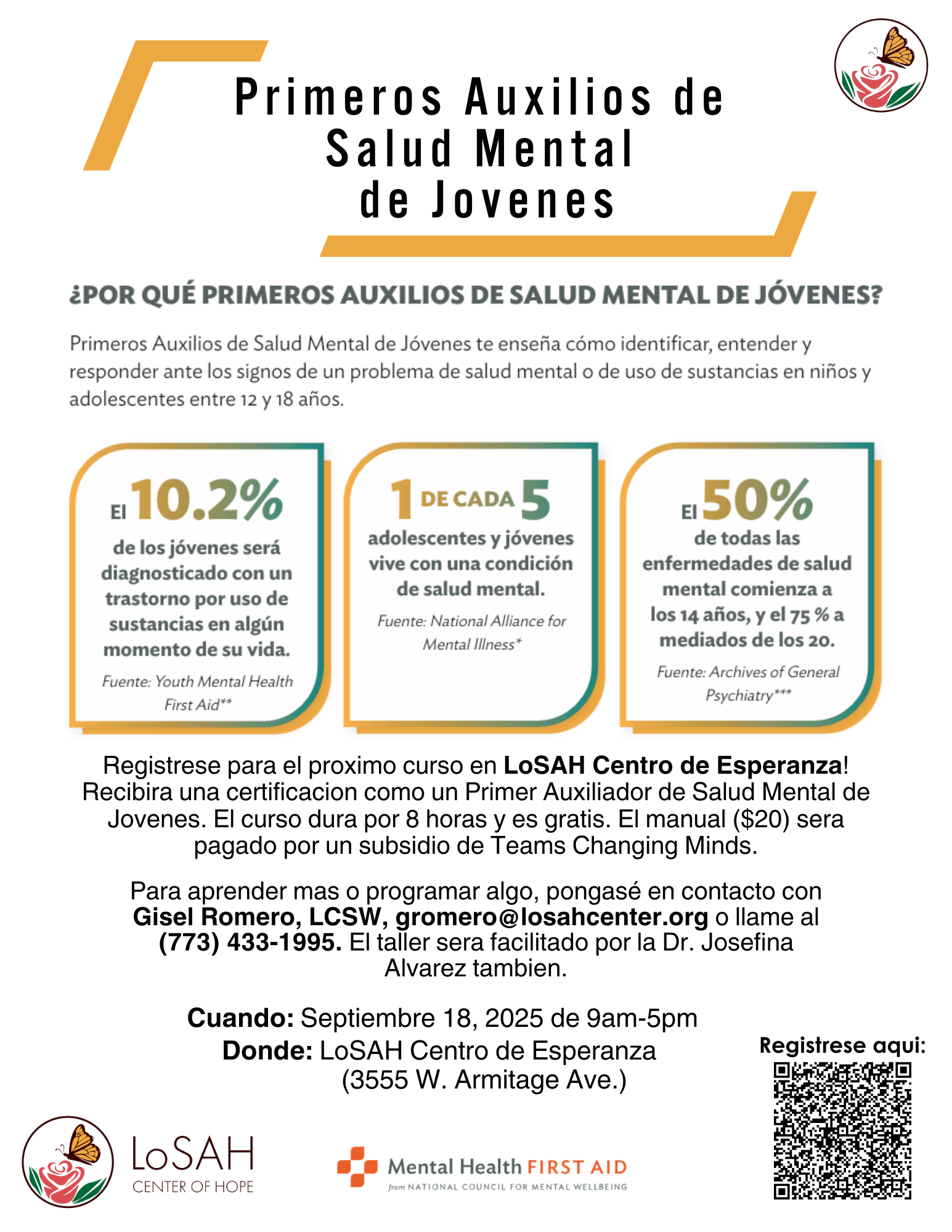 Taller de primeros auxilios de salud mental de jóvenes