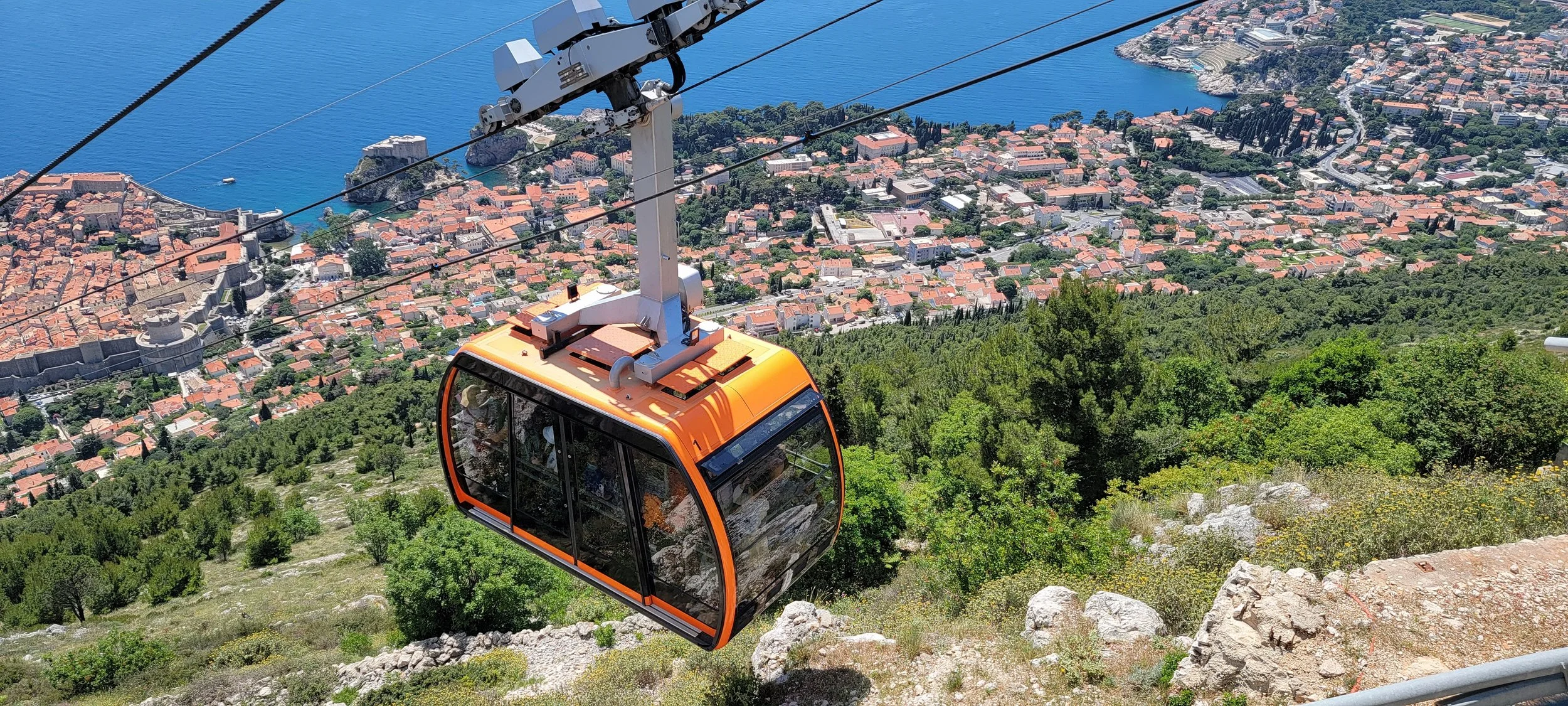 Cable car above Dubrovnik.