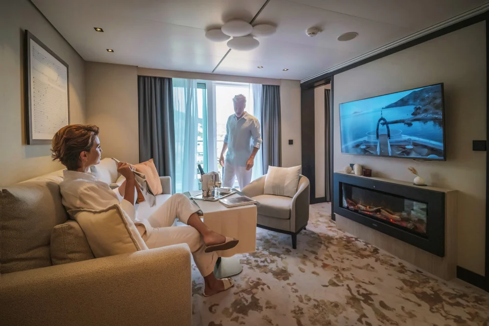 The staterooms are spacious, the beds are comfortable and the fireplace makes it cozy.