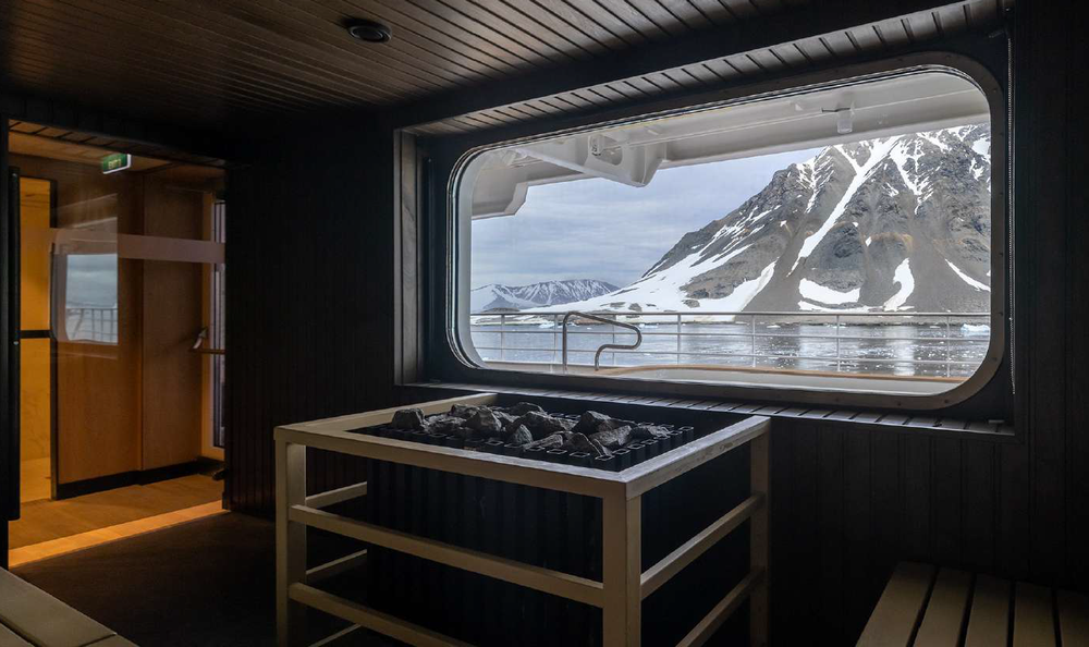 The ships are all serious on the outside, but warm and luxurious on the inside.