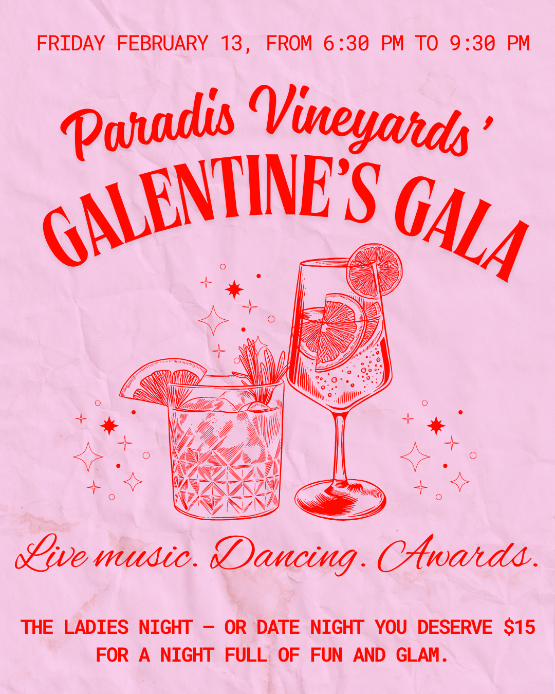 Paradis Vineyards' Galentine's Gala