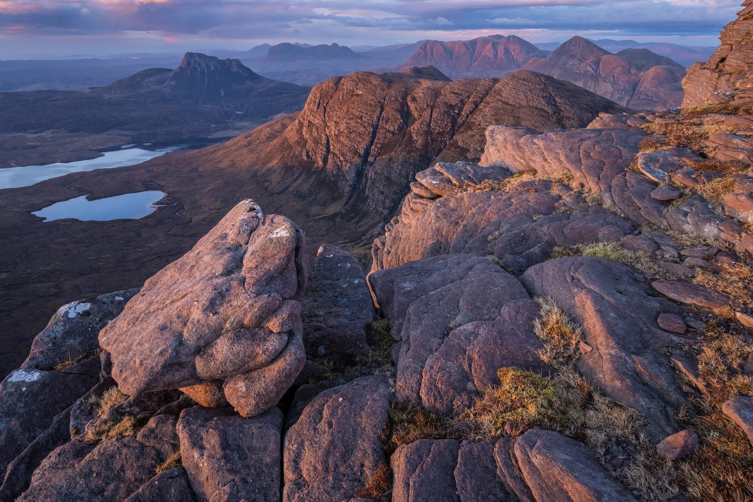 Sunset from Sgùrr an Fhìdhleir, the Fiddler, Assynt and Coigach, Scottish Highlands