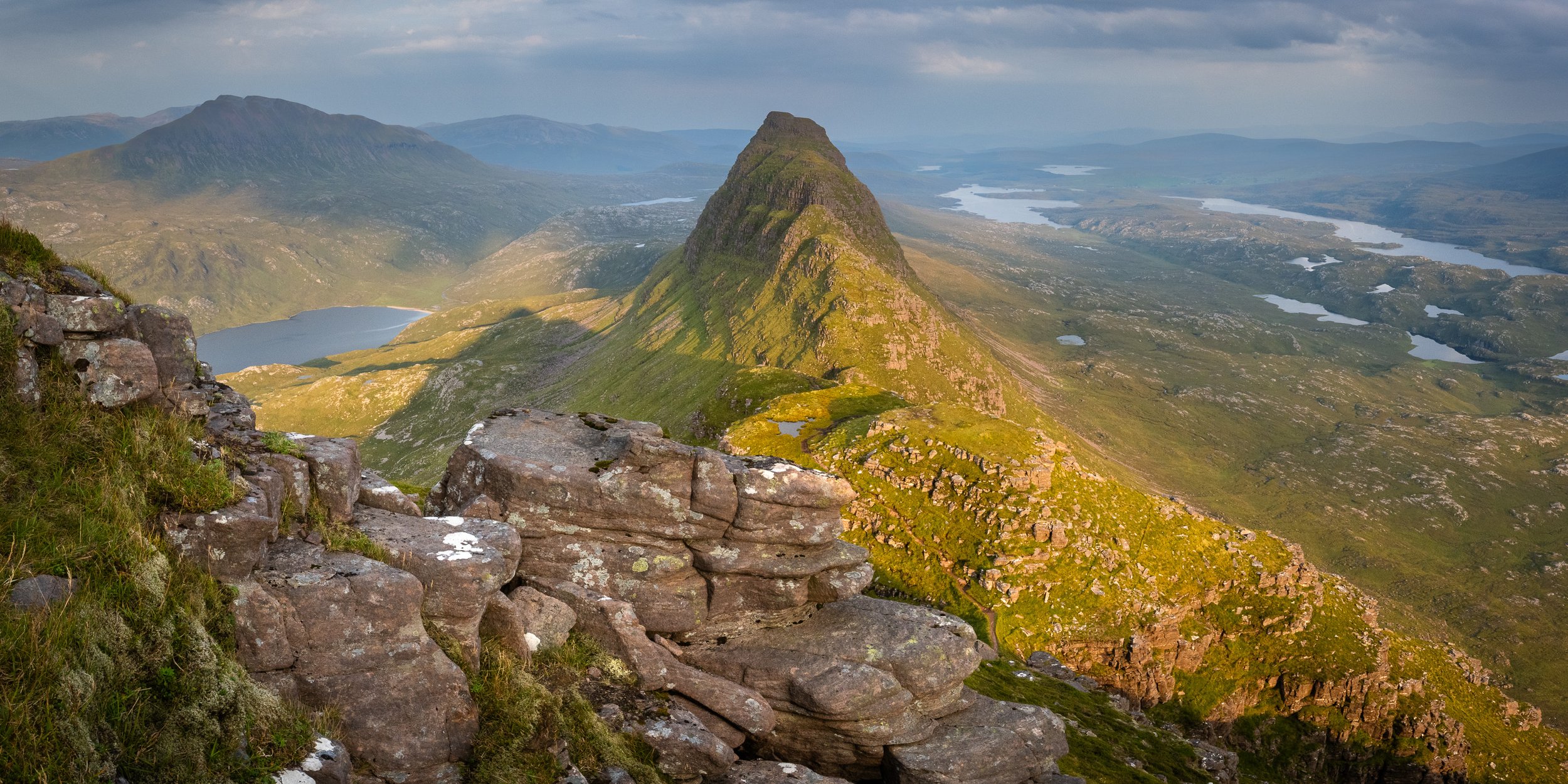 Landscape photography from Suilven, Assynt, at sunset.