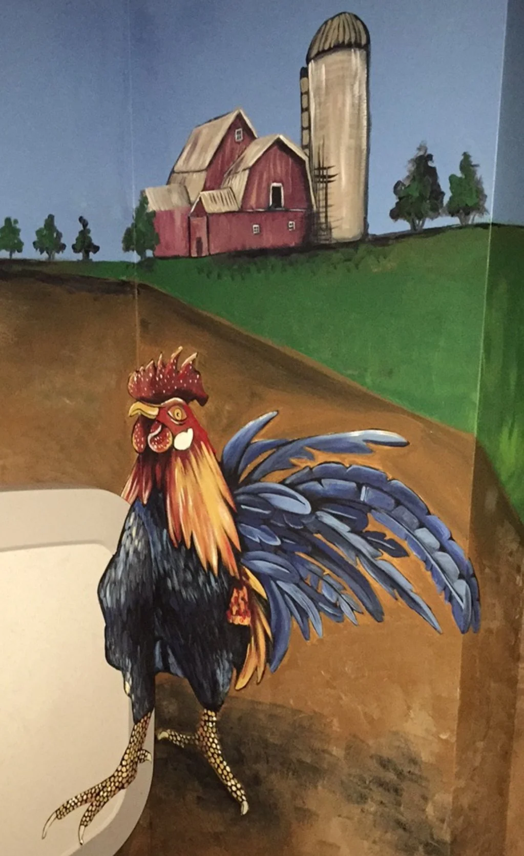 Mural in restroom for The Pig and The Pearl, a restaurant in Atlanta, Georiga.