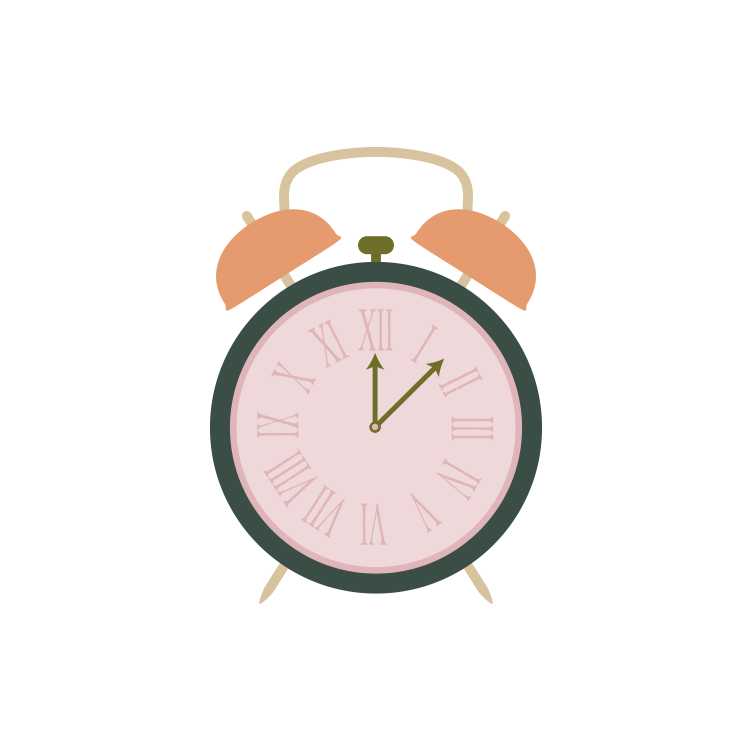 Digital illustration of a vintage alarm clock
