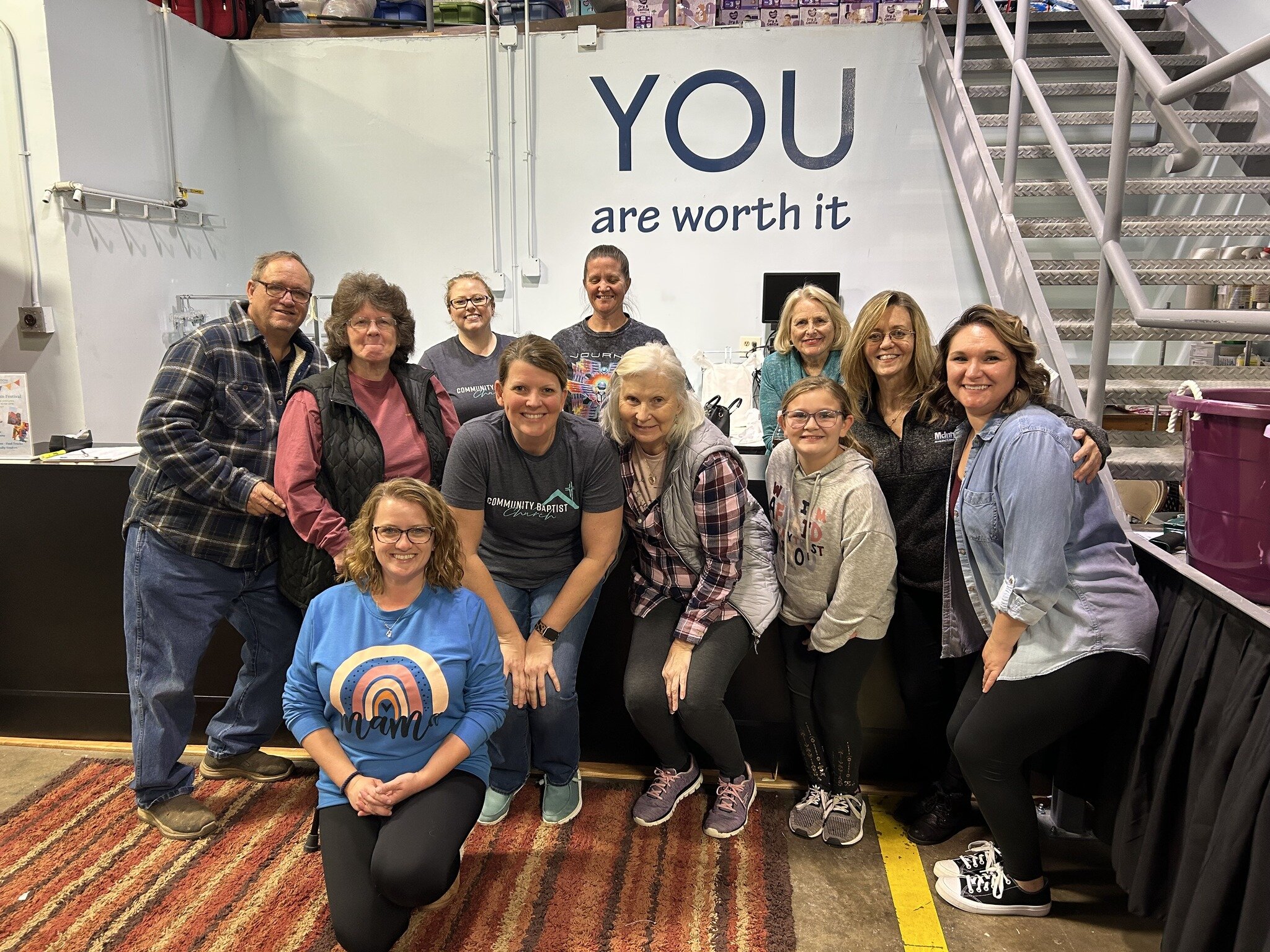 Volunteer Spotlight:
A group from Community Baptist Church are starting to come monthly to help with donation processing and special projects. Last month they finished getting swimsuits organized and began hanging them in the resource center, checked