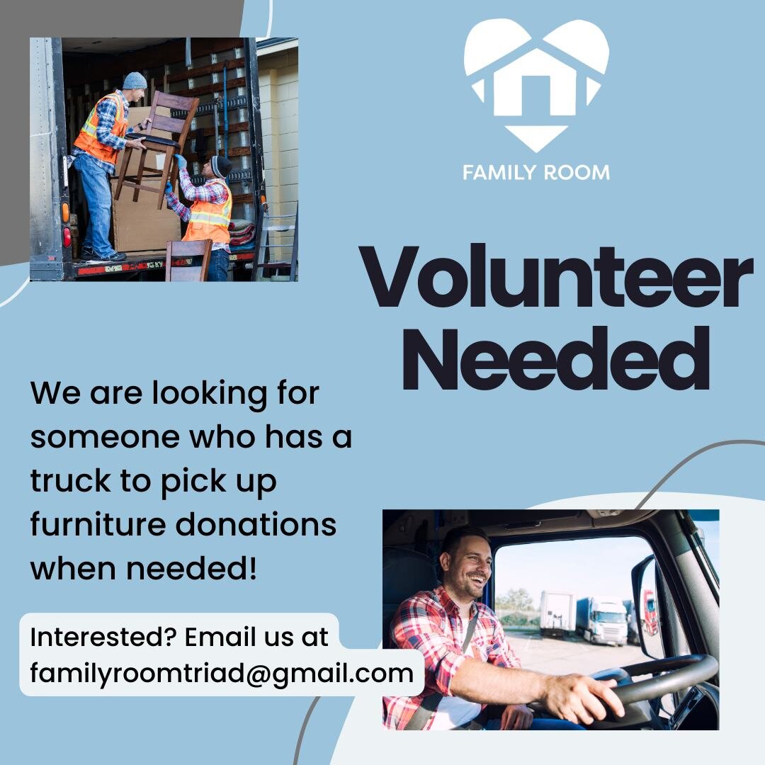 We are in need of someone who has a truck and is willing to pick up furniture donations for us when needed! We often get calls from people wanting to donate beds, dressers, and other bigger furniture items, but are not able to deliver them to our res