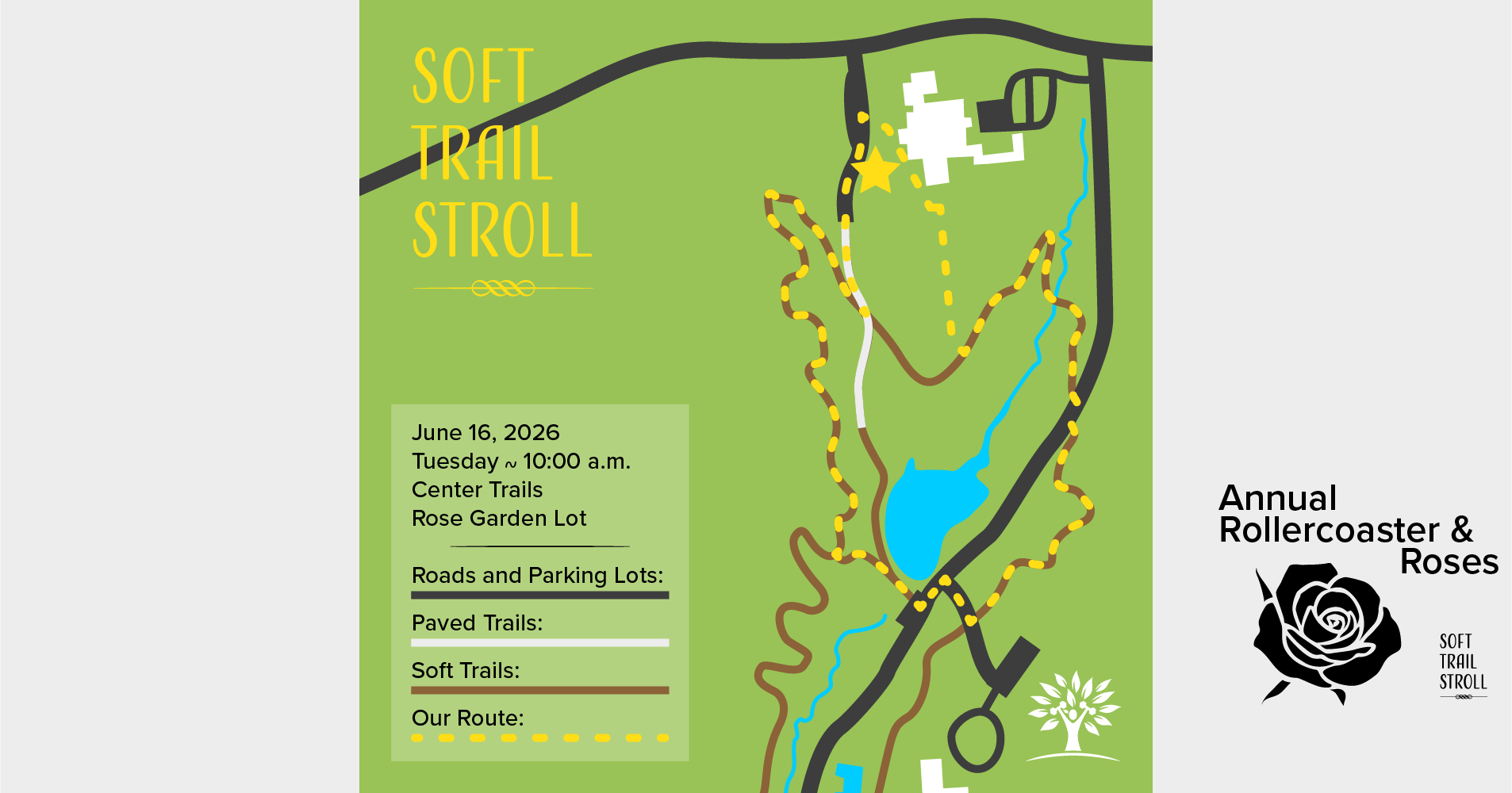 Soft Trail Stroll: Center Trails Rollercoaster and Roses
