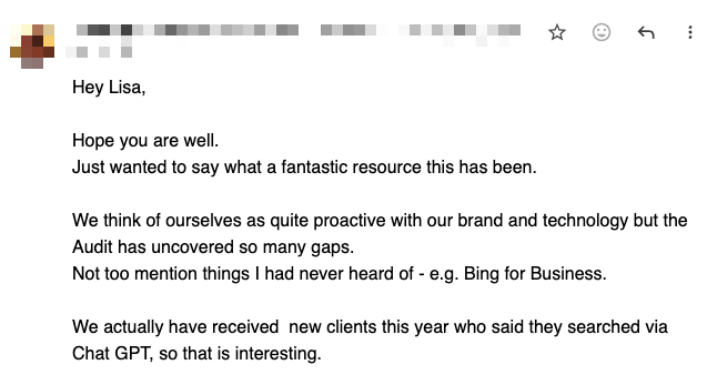 Feedback about the AI checklist from a financial adviser in Australia