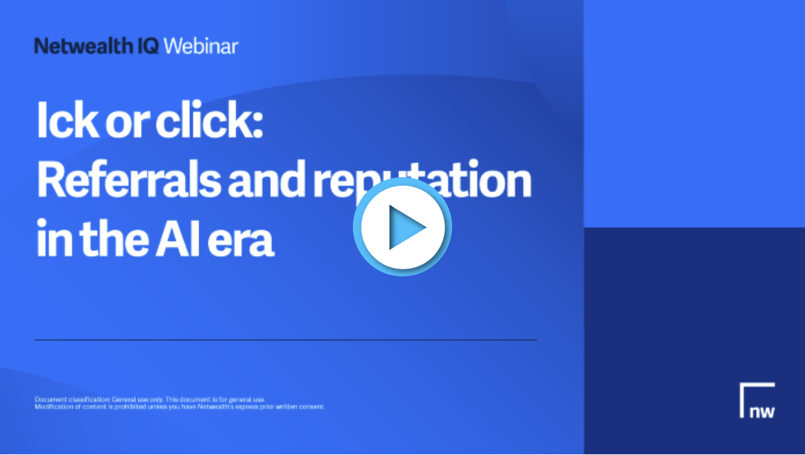 Marketing webinar for financial advisers about referrals and reputation in the AI era