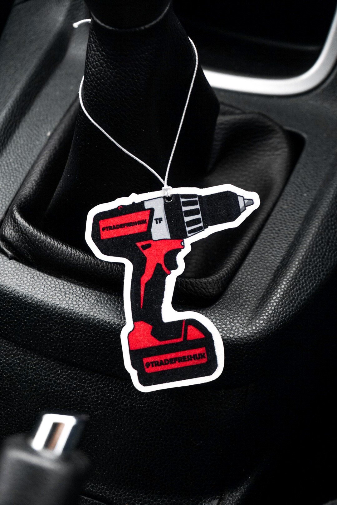 Red Combi design air freshener hanging gear stick ford