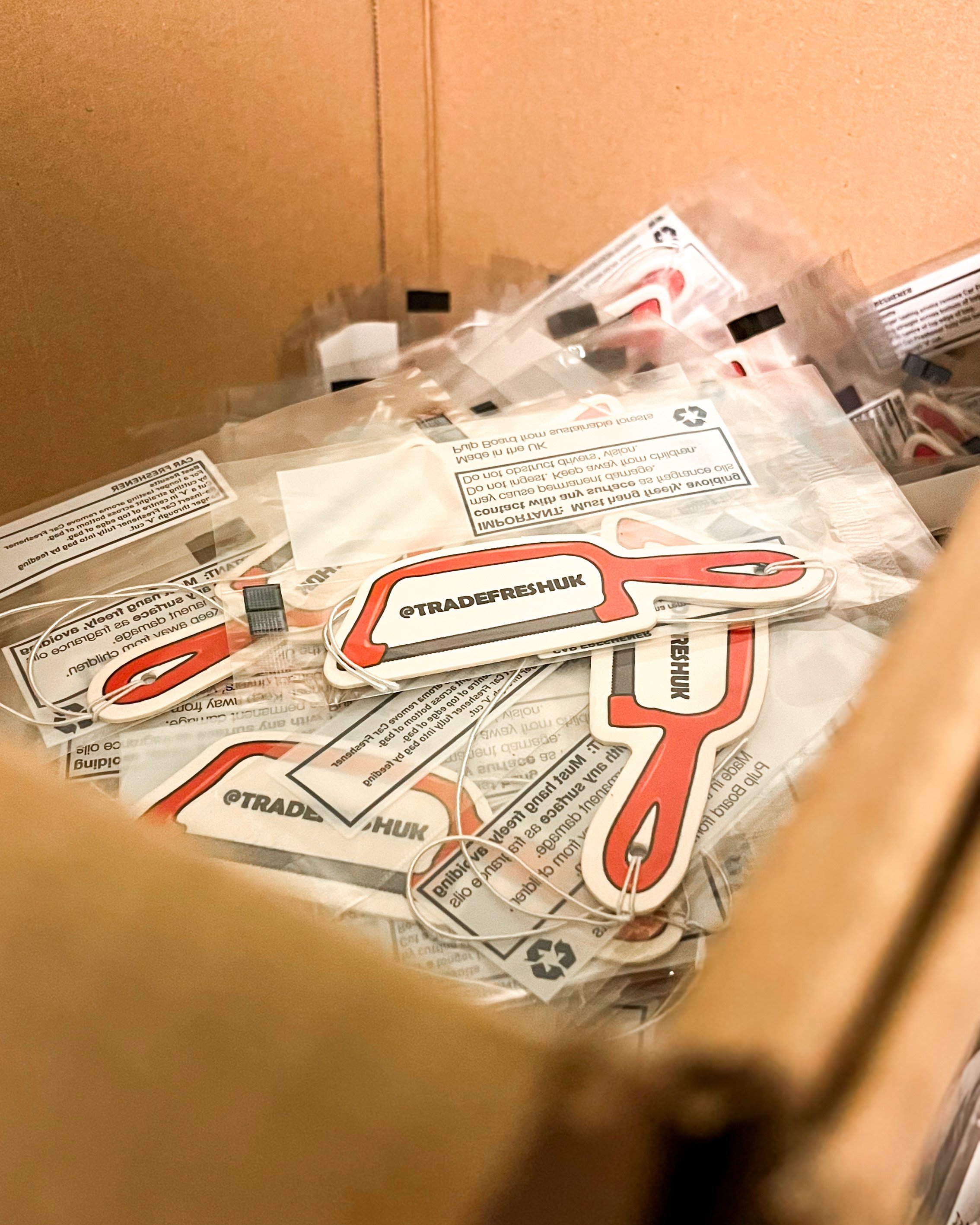 Hacksaw design air freshener in delivery box