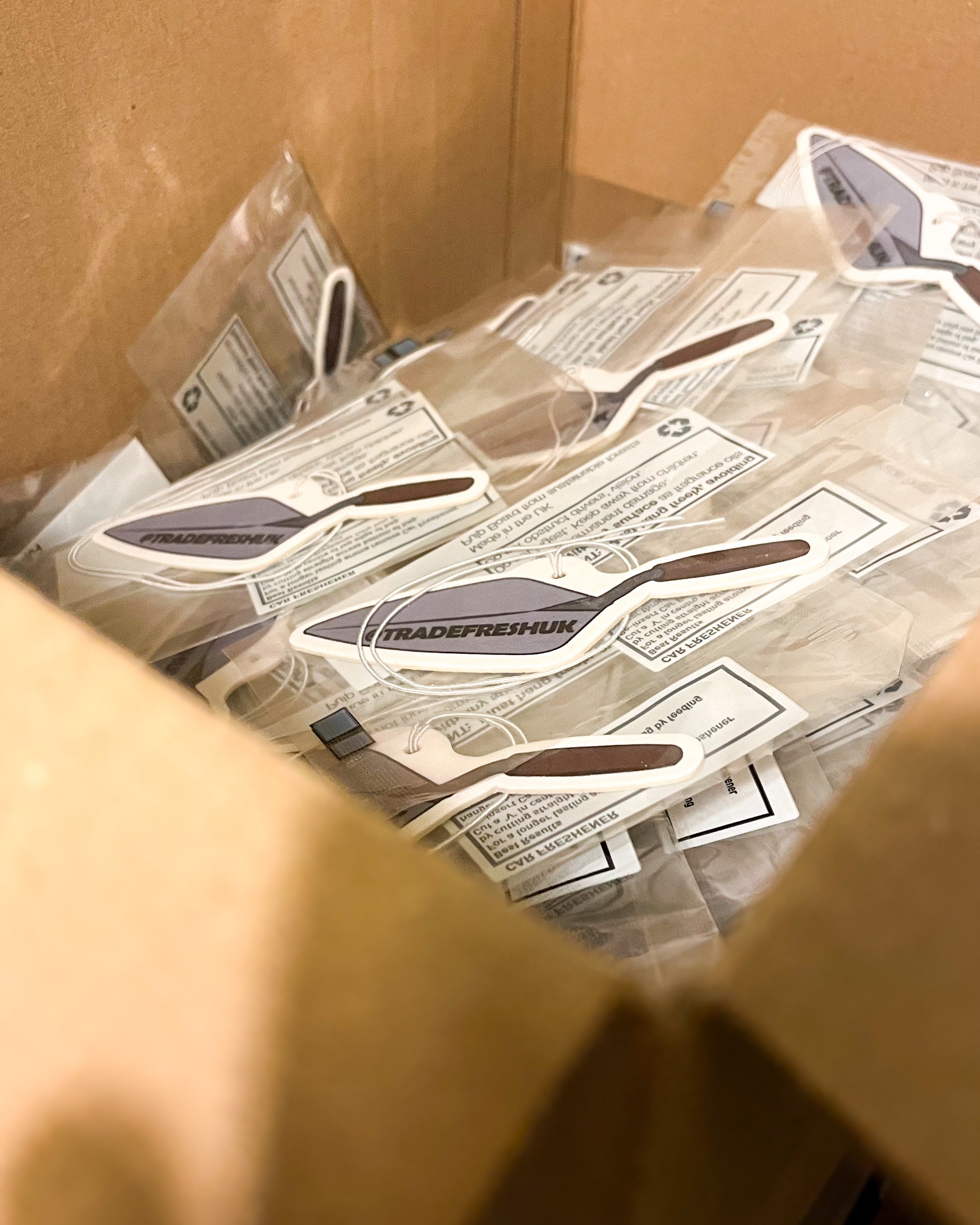 Trowel design air freshener in delivery box