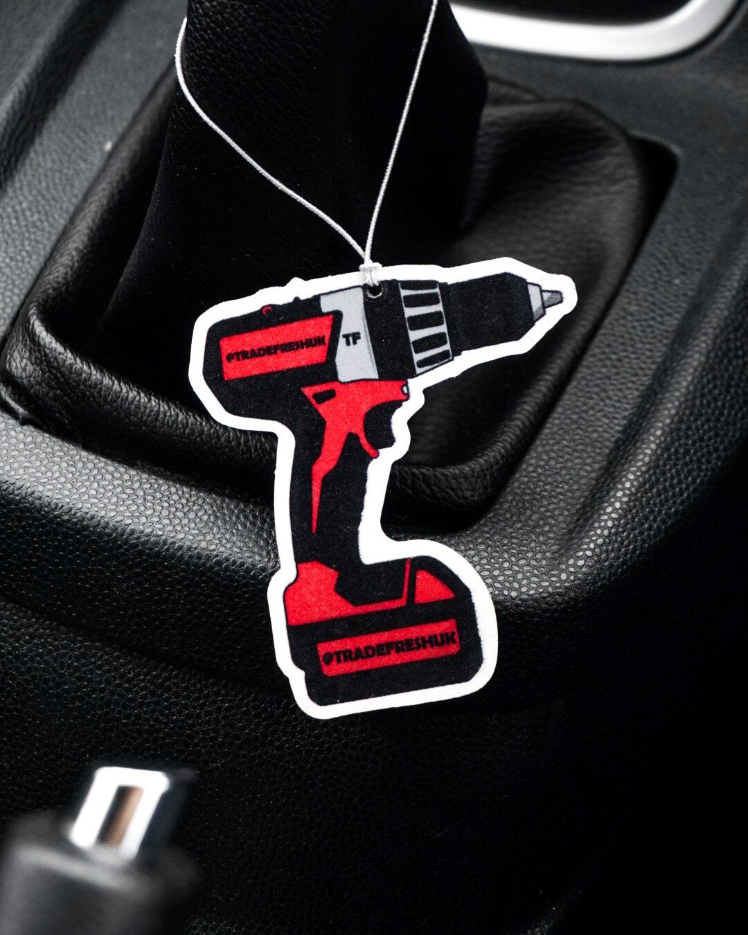 Red Combi design air freshener hanging gear stick ford