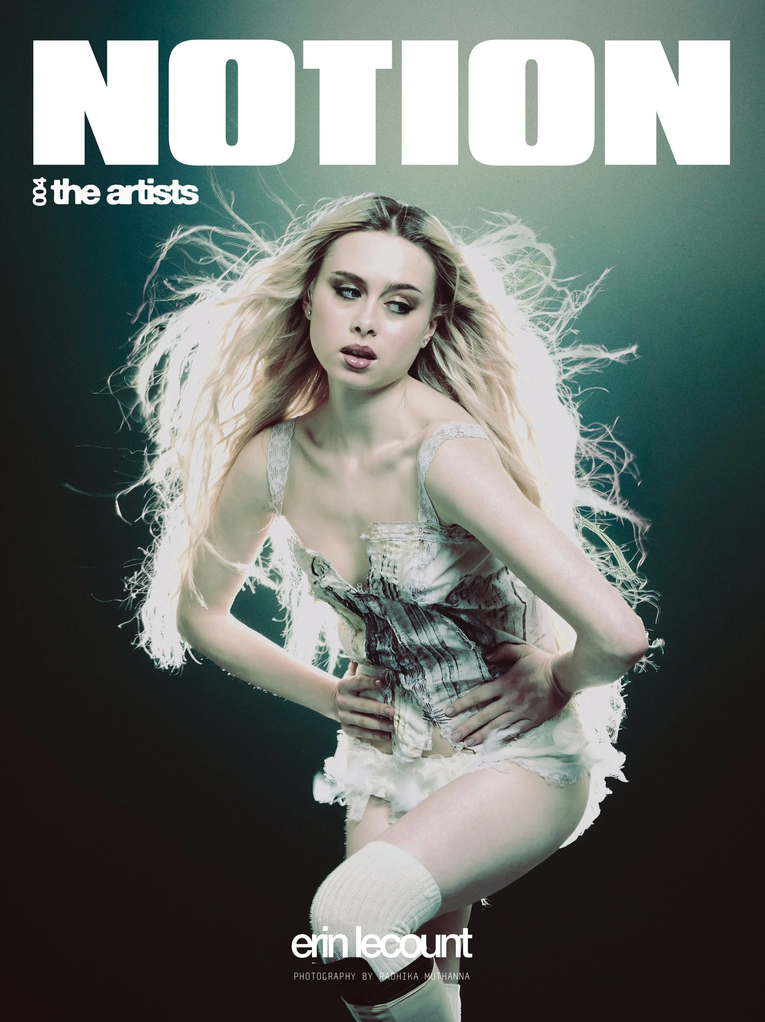 Notion magazine cover featuring Erin LeCount in editorial portrait with soft lighting photographed by Radhika Muthanna