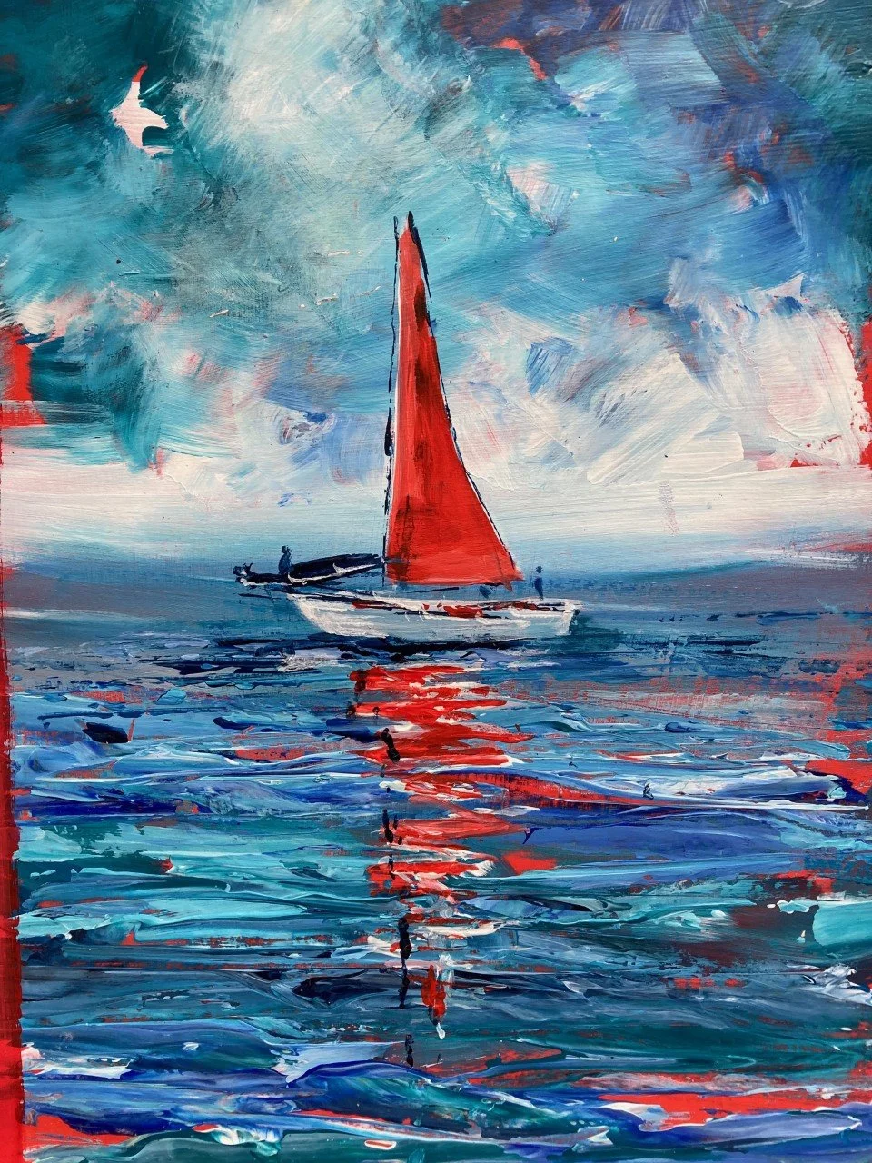 Using palette knife and strong backgrounds