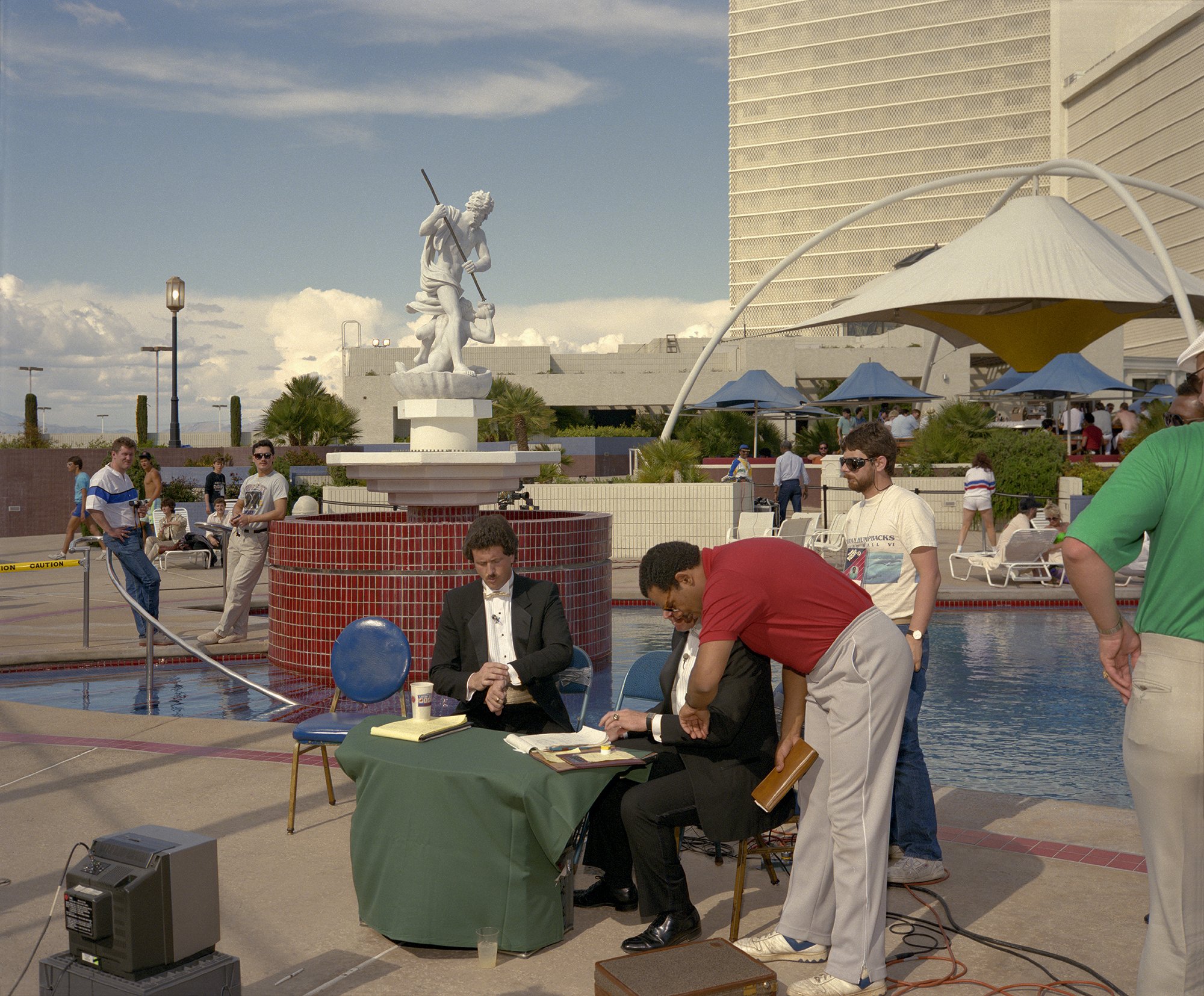  Sportscastors, Hagler-Leonard, Ceasar's, Vegas. 1987. 