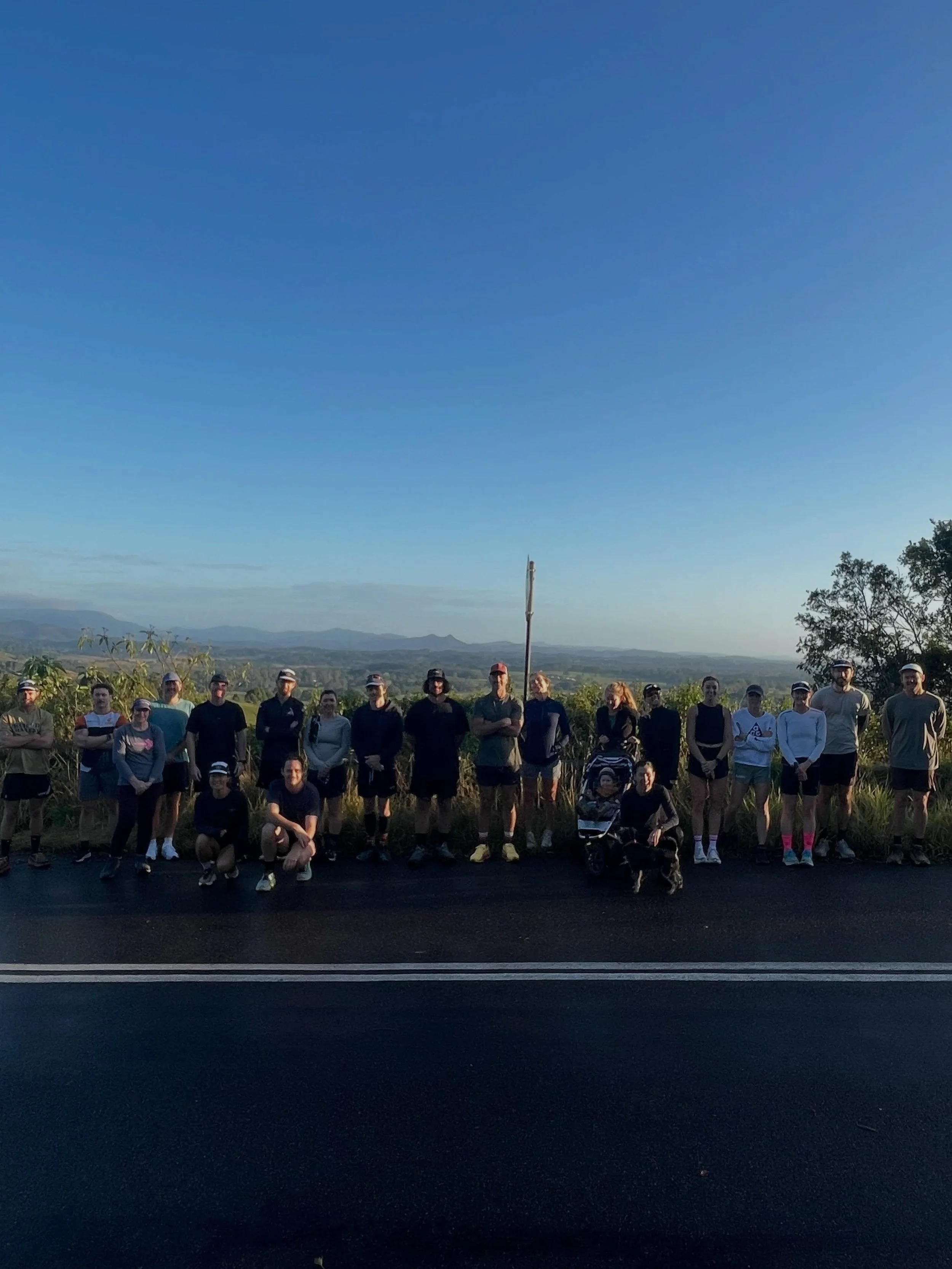 Great crew today! Well done to runners Graham, Steven, Cara, Shaun, Tristan, Eri, Neil, Joe, India, Nathan, Dave, Tony, Jo, Tara, Luca, Sarah, Ursula, Georgia, Brit, Briony, Dan, Tom and EJ for a dreamy run this morning. Views of Byron and the lighth