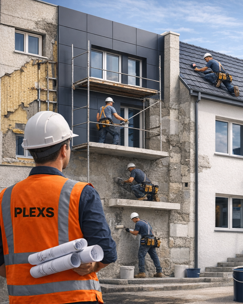professional home builders working on construction project