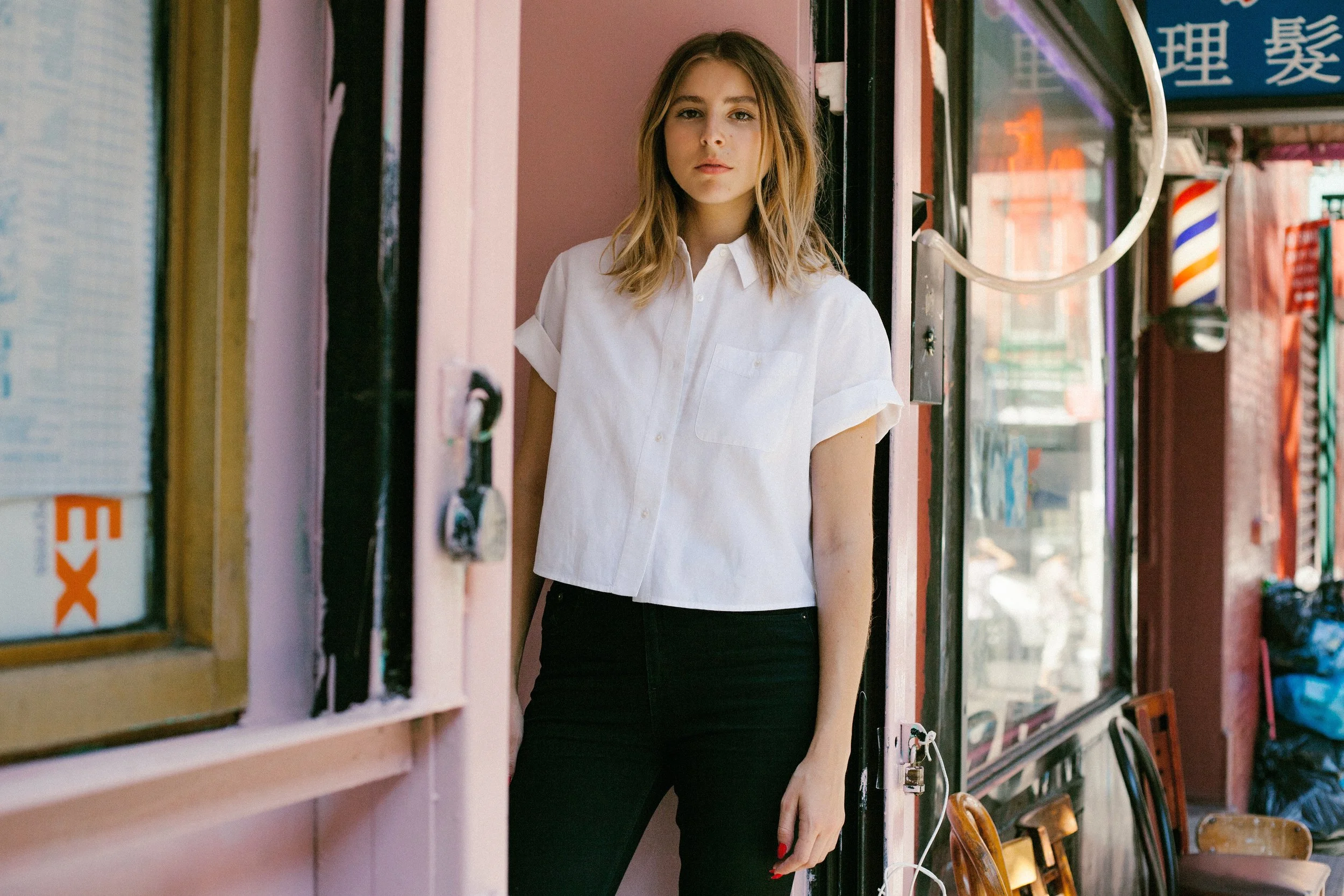 Eliza McNitt photographed by James Huang in Chinatown, New York, 2015