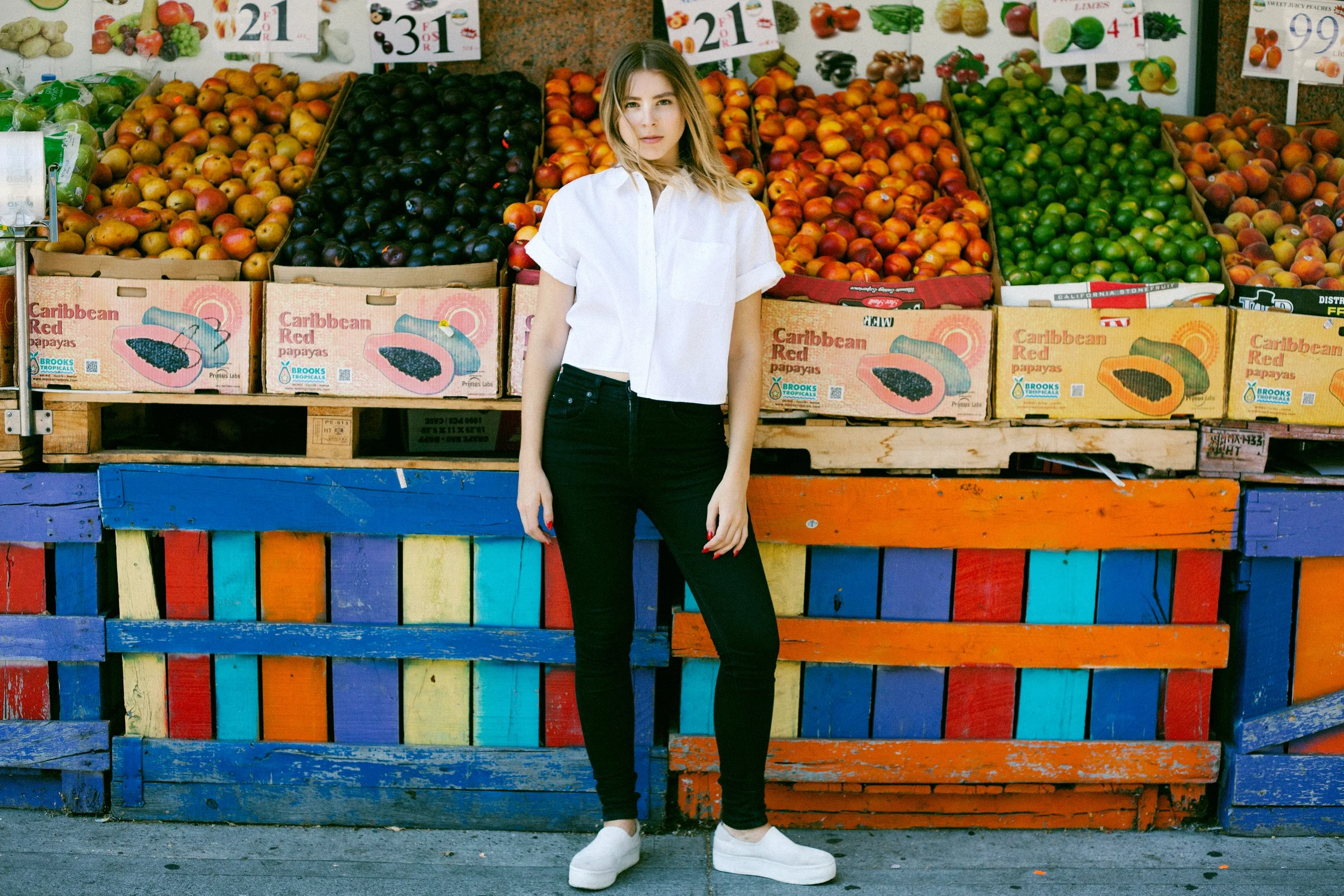 Eliza McNitt photographed by James Huang in Chinatown, New York, 2015