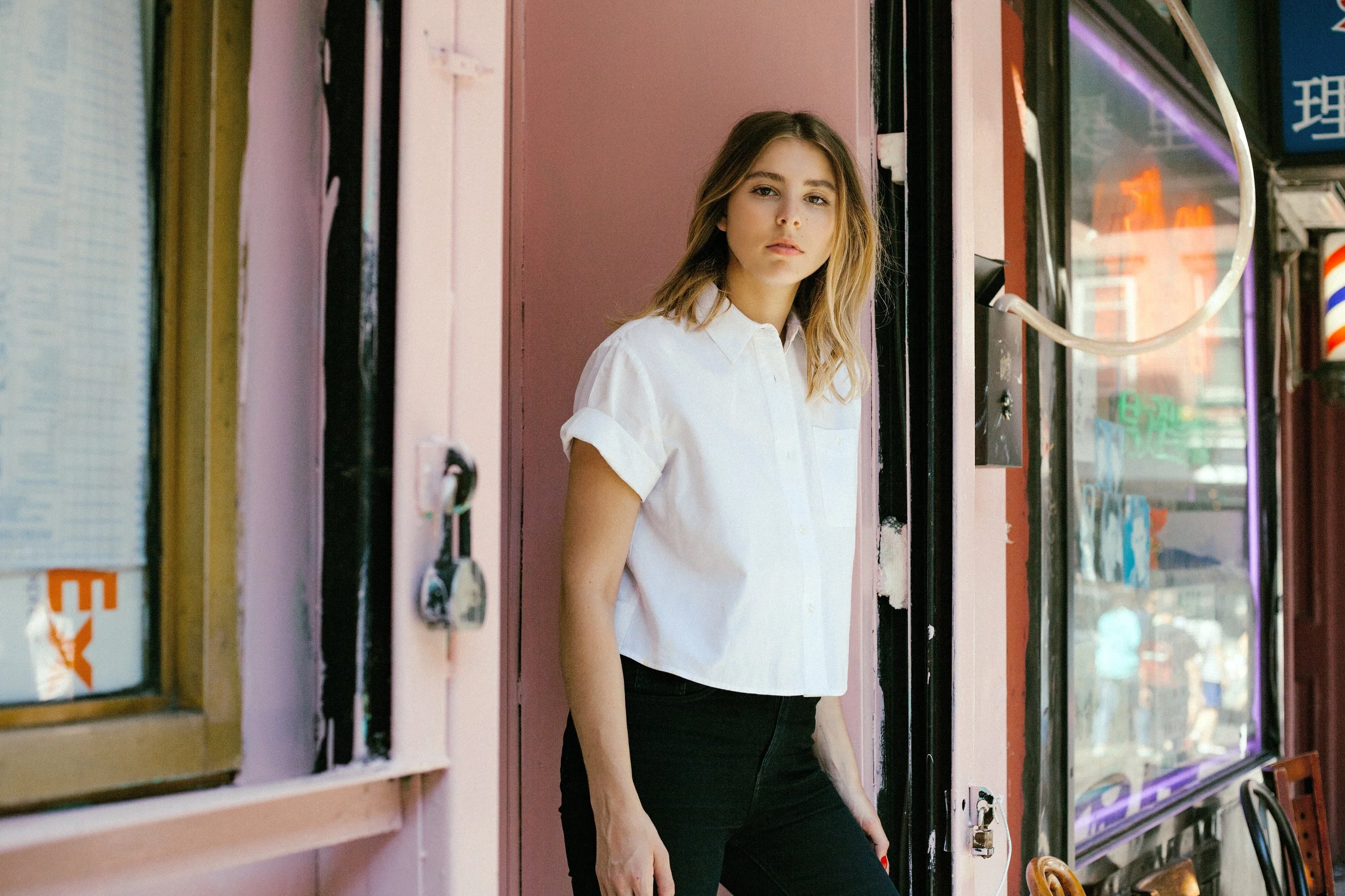 Eliza McNitt photographed by James Huang in Chinatown, New York, 2015