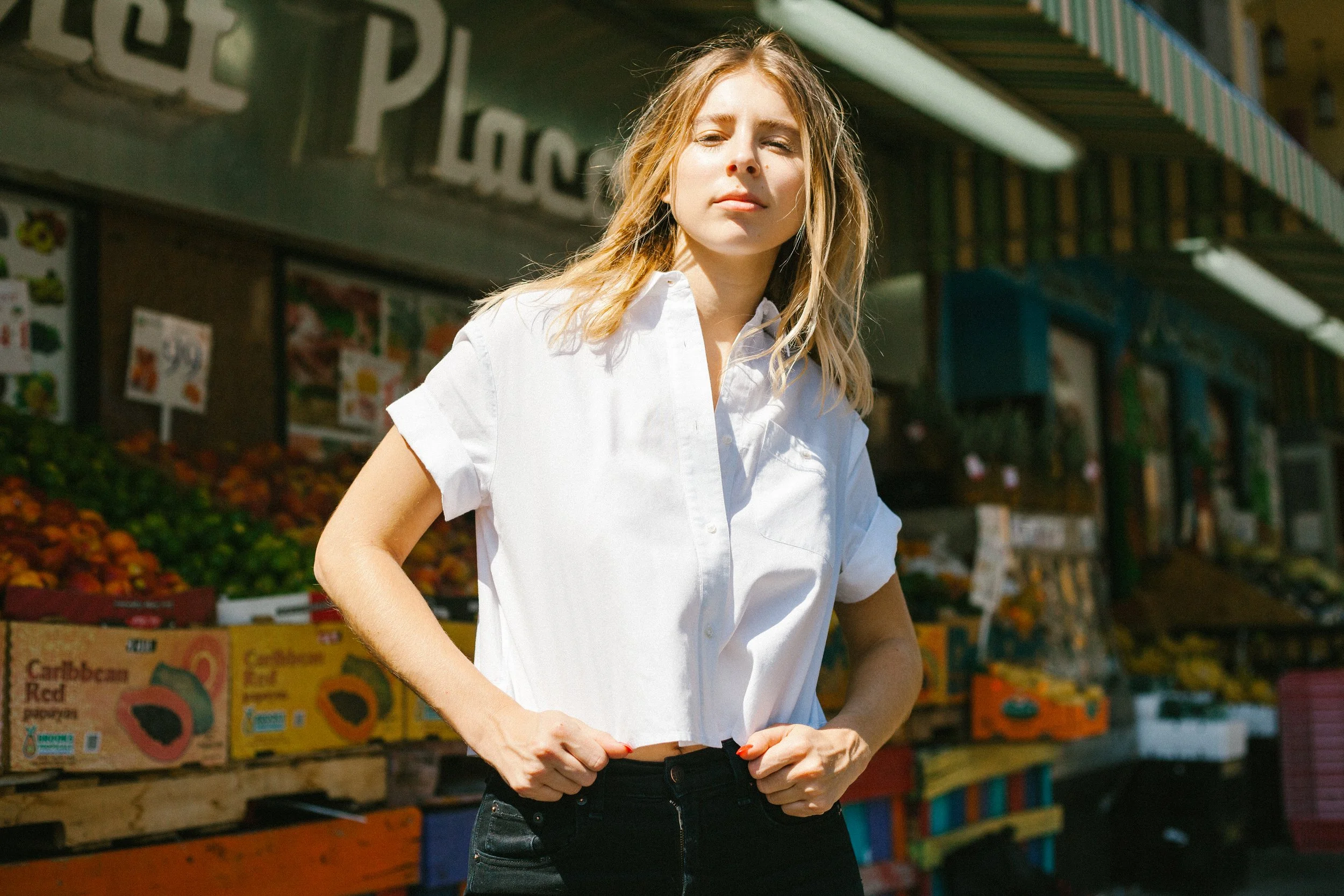 Eliza McNitt photographed by James Huang in Chinatown, New York, 2015