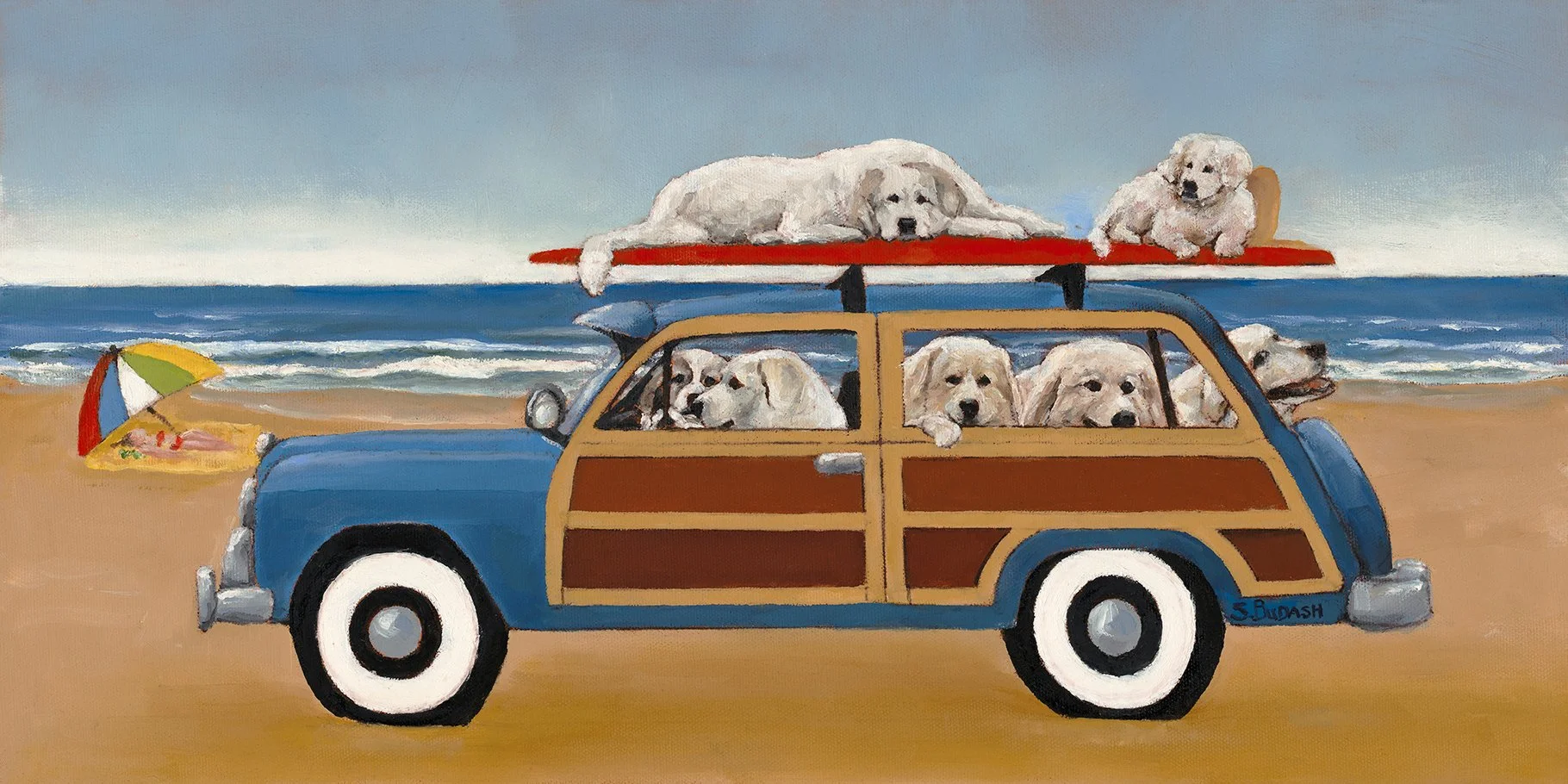 Pyr-Surfing Safari, 10x20, Oil