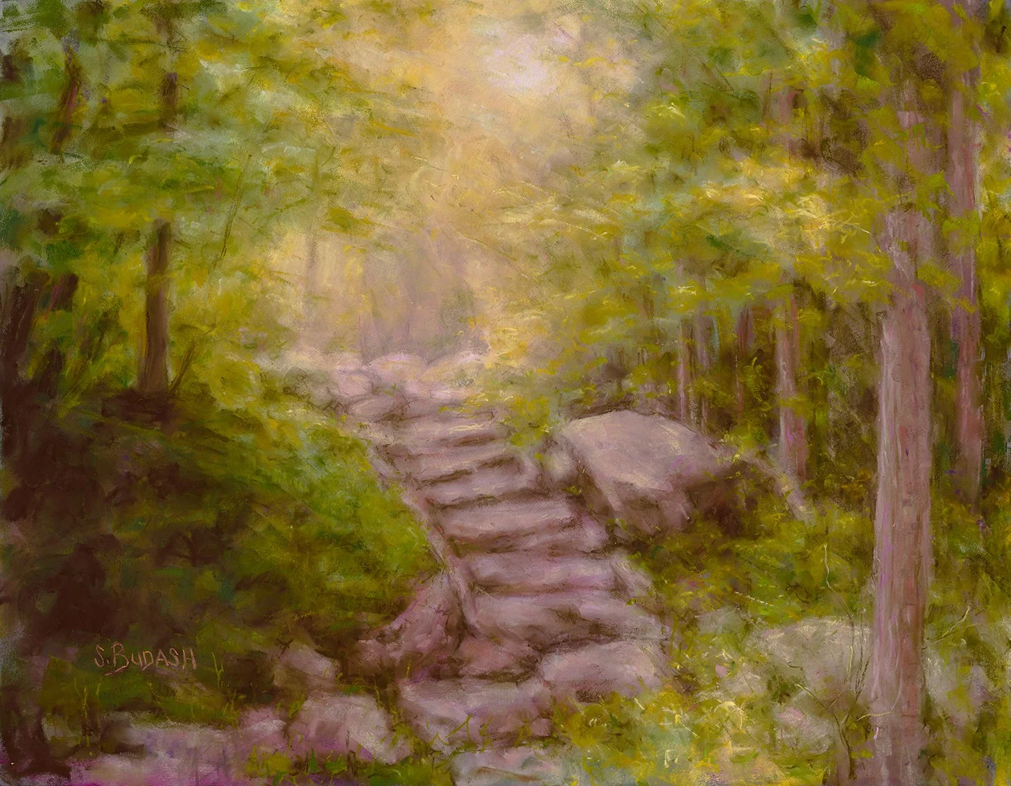 Stepping Into the Light, 12x16, Pastel