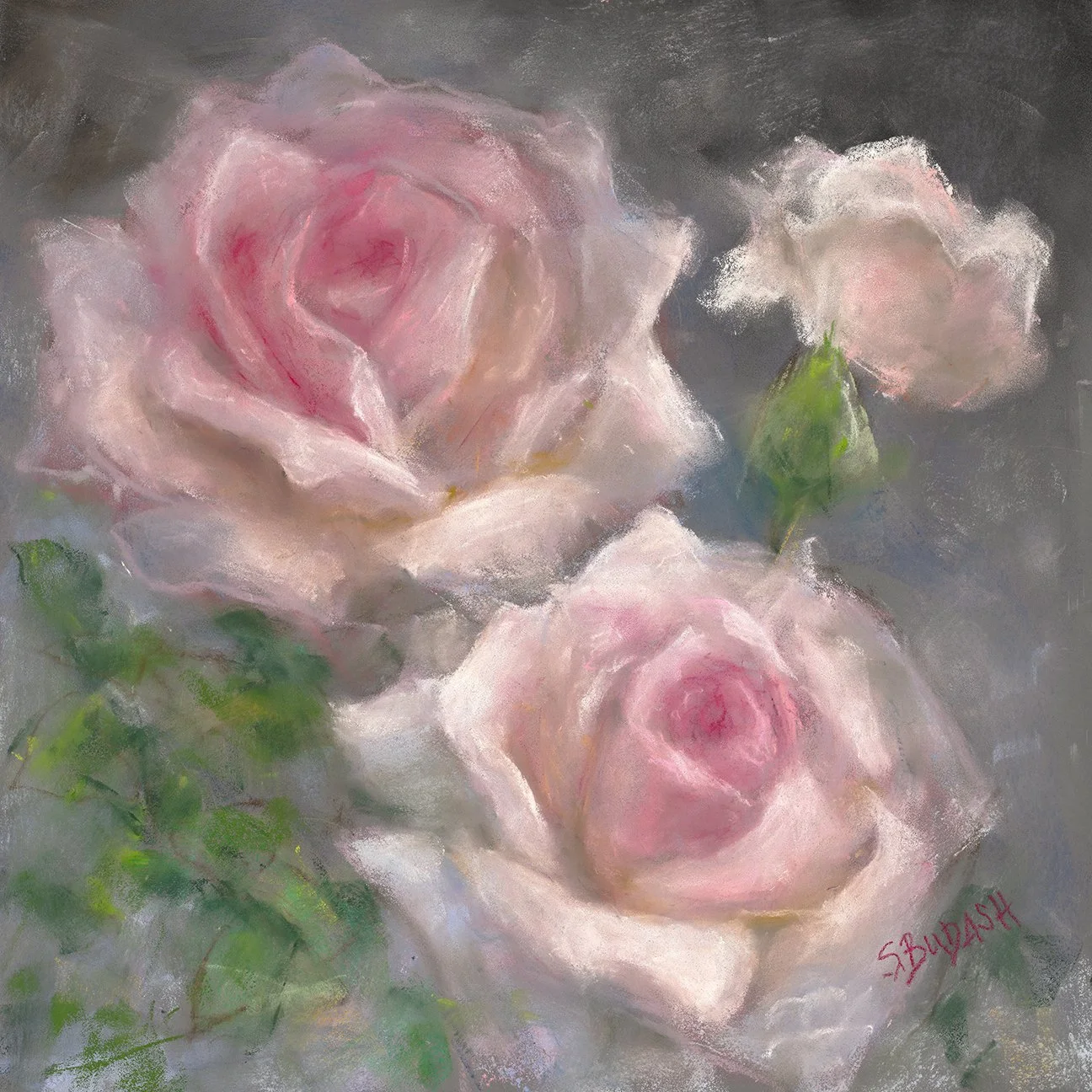 Mom's June Rose, 12x12, Pastel