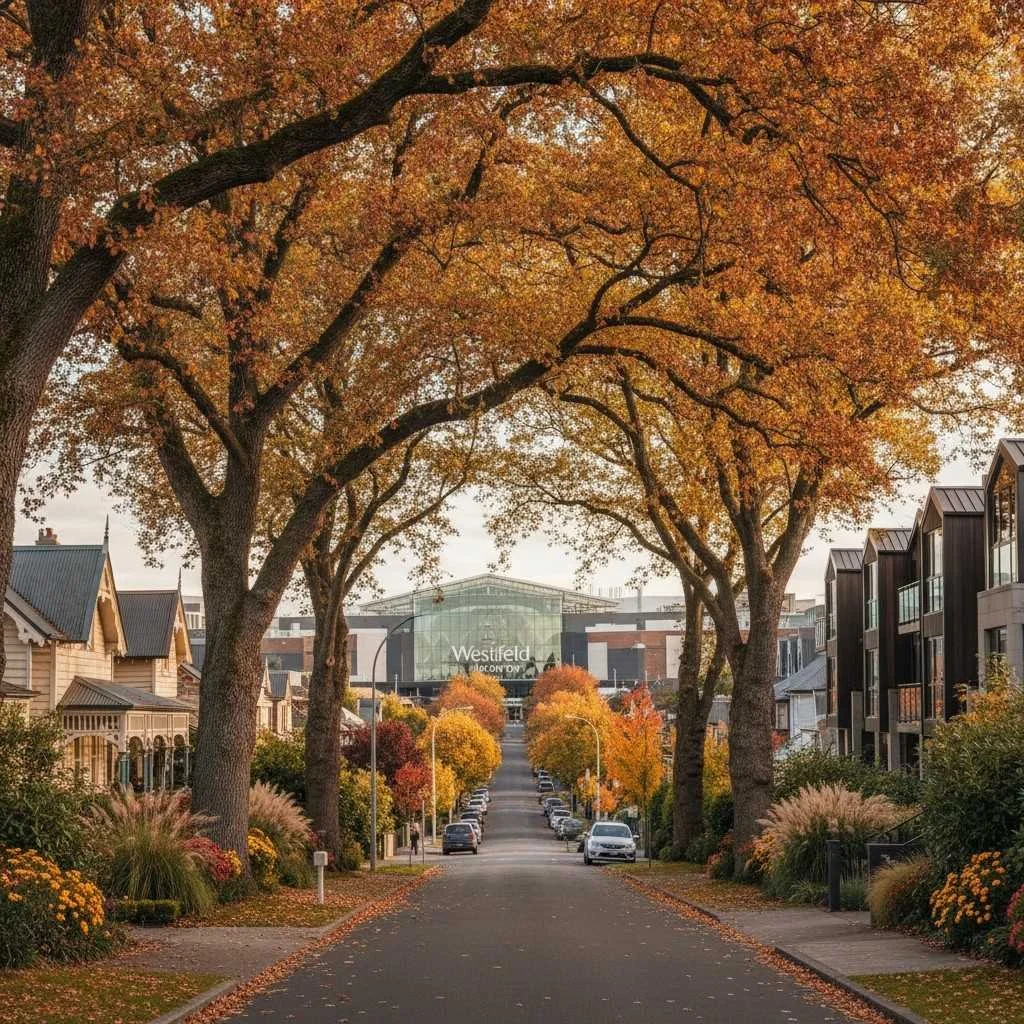 riccarton suburb showing autumn trees