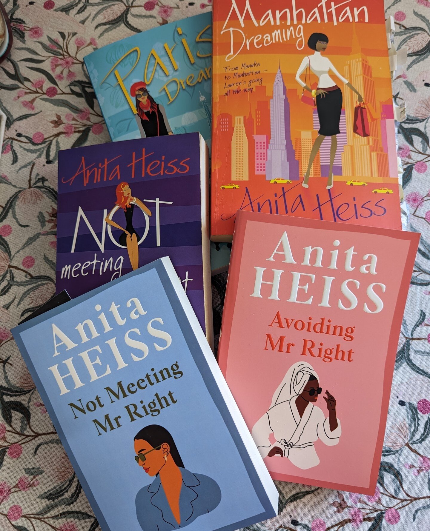 'Not meeting Mr Right' and 'Avoiding Mr Right' by Anita Heiss (@dranitaheiss), published by Simon &amp; Schuster AU (@simonschusterau)⁠
⁠
As you can see from my stack of books, I am one of the original 'fanitas' (although, who has my original copy of
