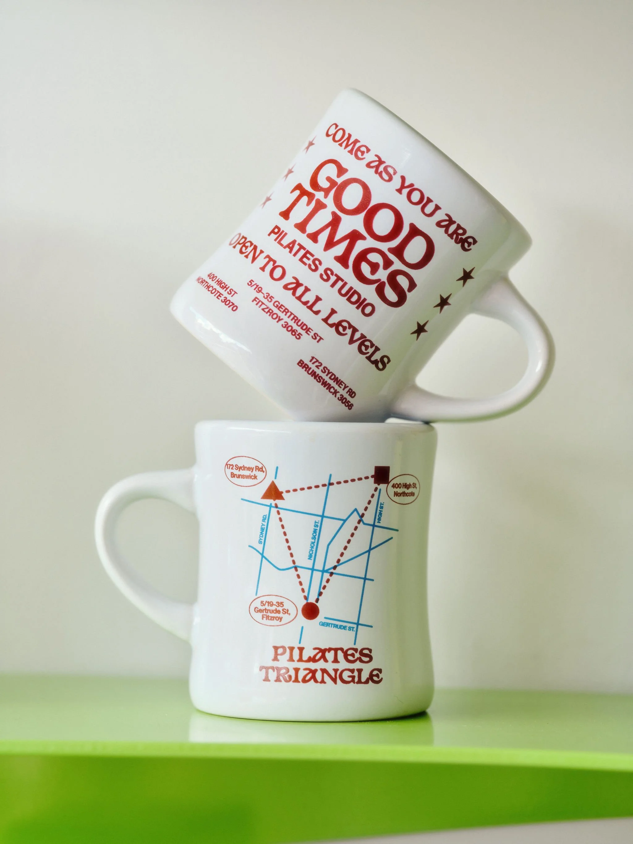GOOD TIMES PILATES TRIANGLE DINER MUG
