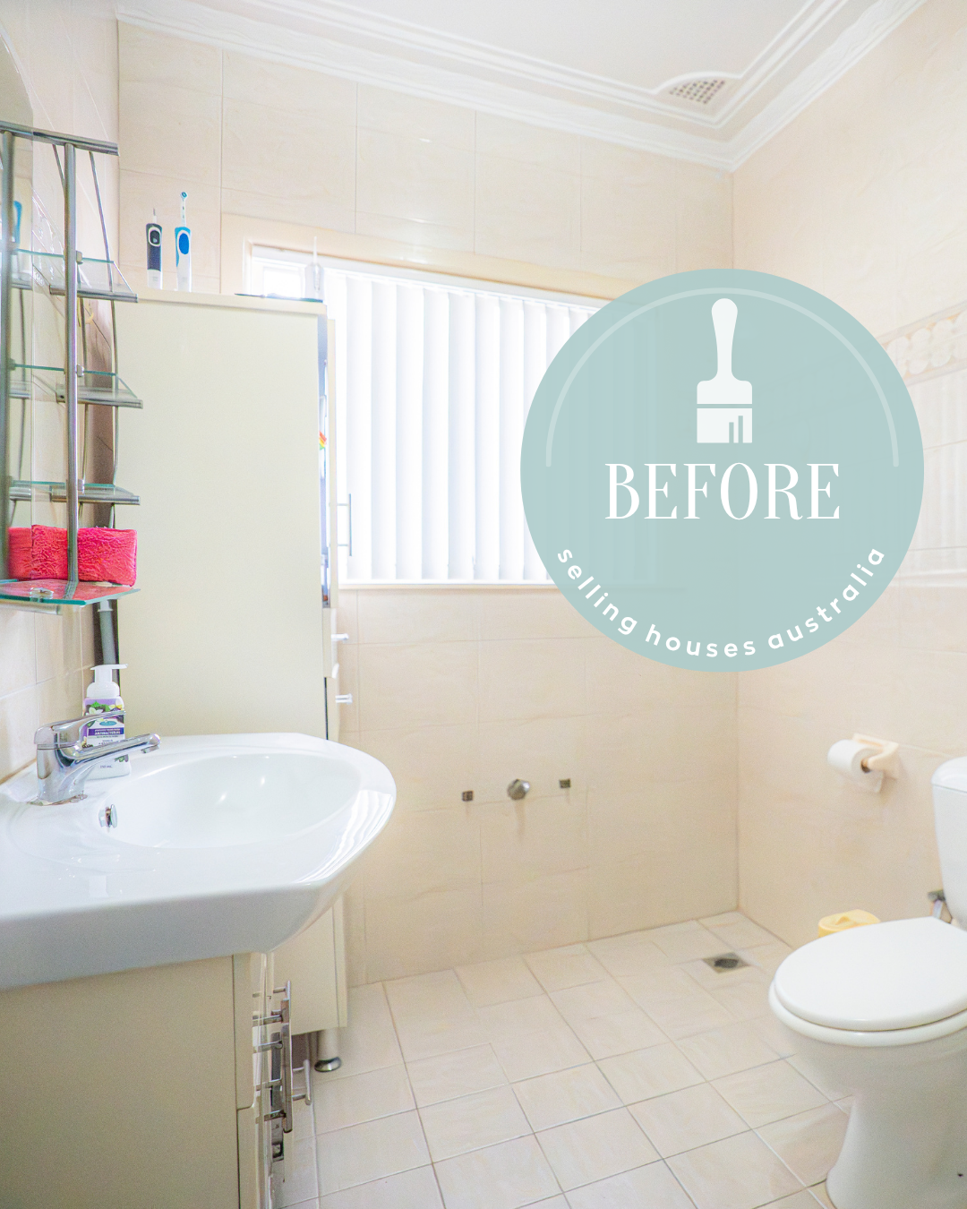 Bathroom Before: Dated bathroom with mismatched tiles and bath missing under wall spout. (Copy)