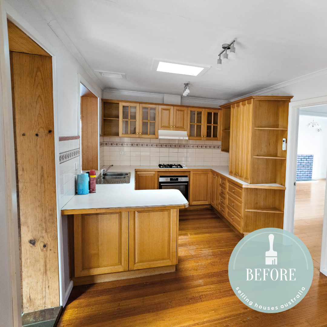 Cramped timber kitchen in Gisborne on Selling Houses Australia