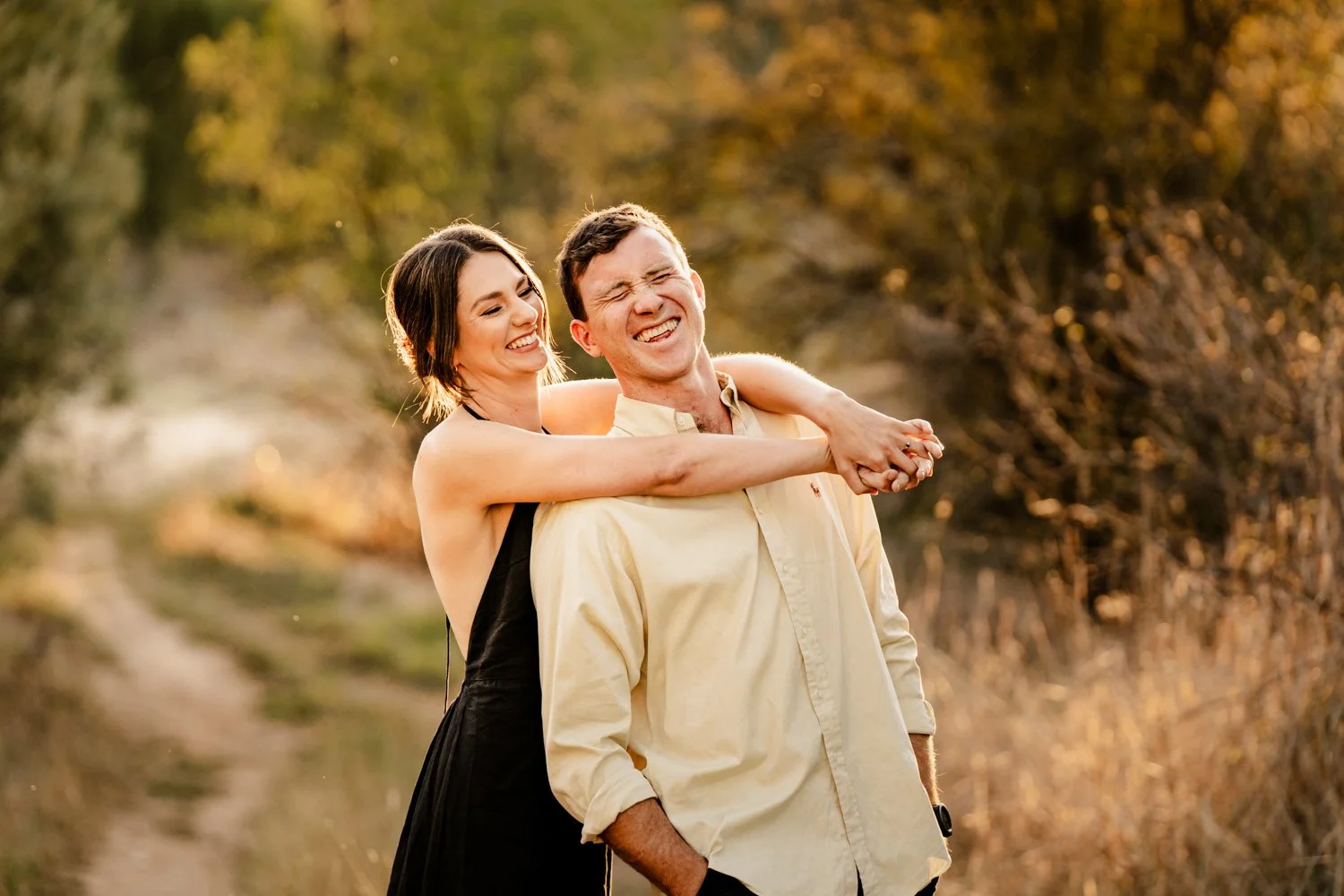 couple laughing together with silly faces