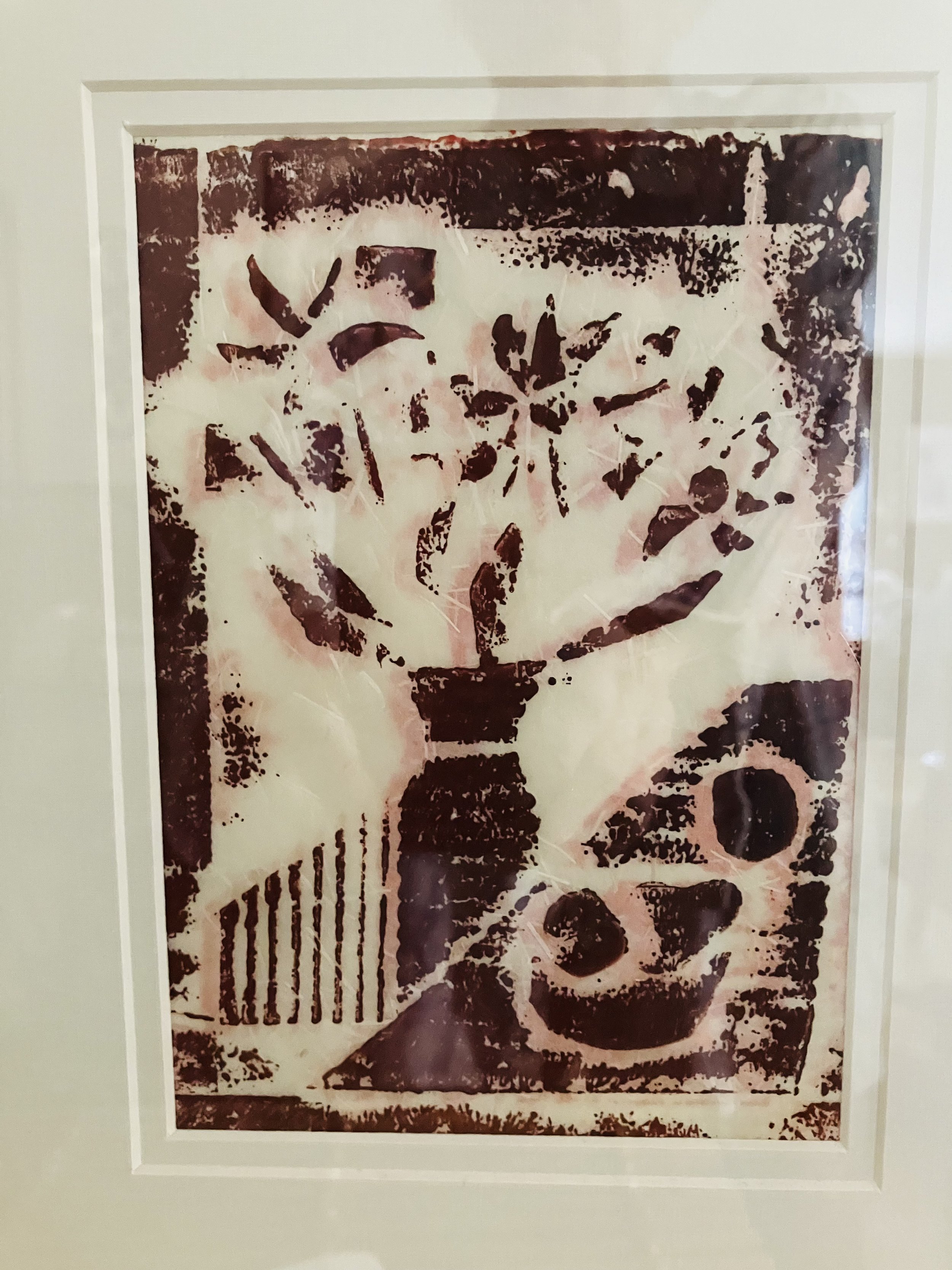 (Pending) Still Life Monoprint Framed 10 x 13 $45. Kate Douglas