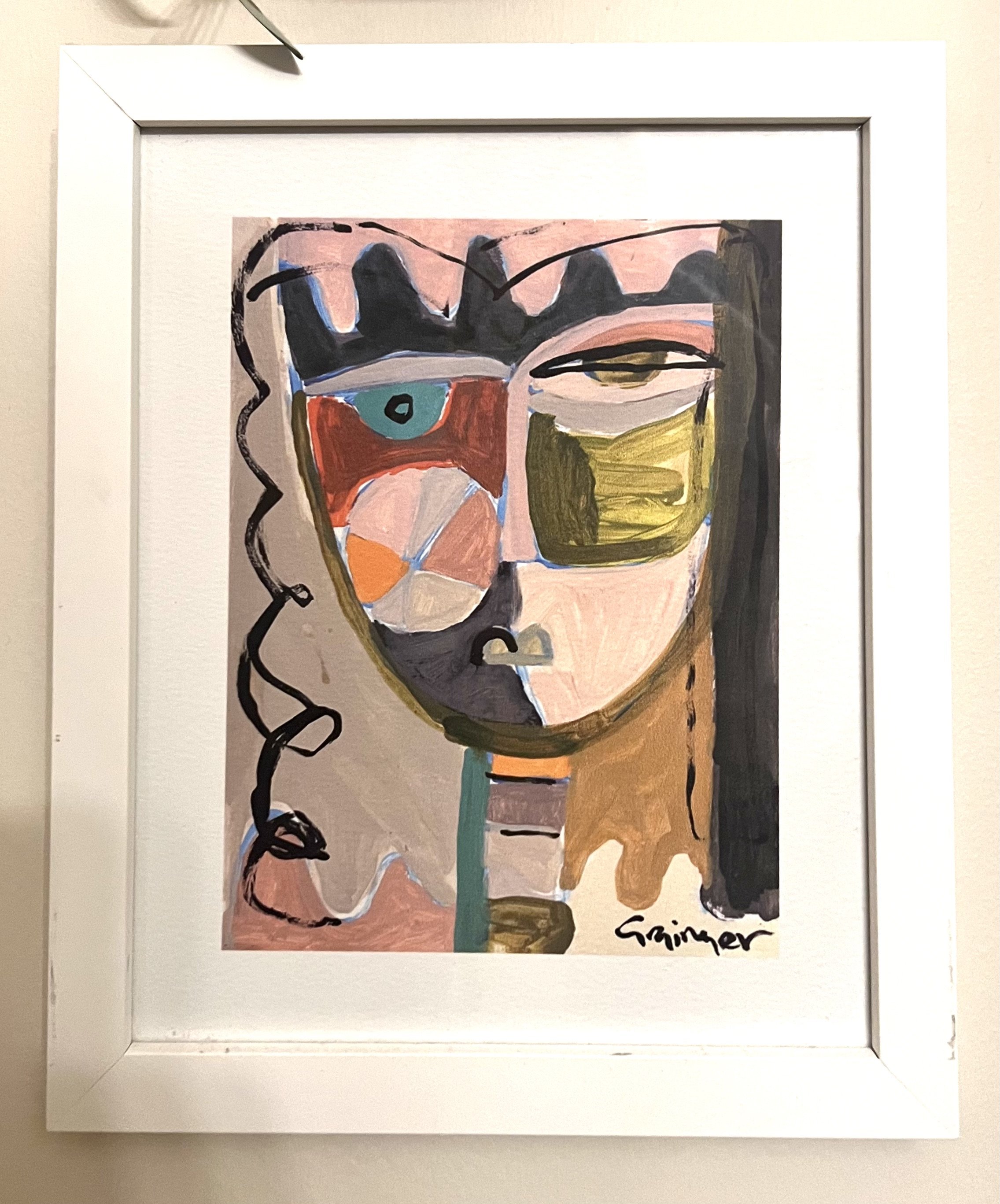 Abstract Face by Grainger Print. Framed 8 x 10 $60