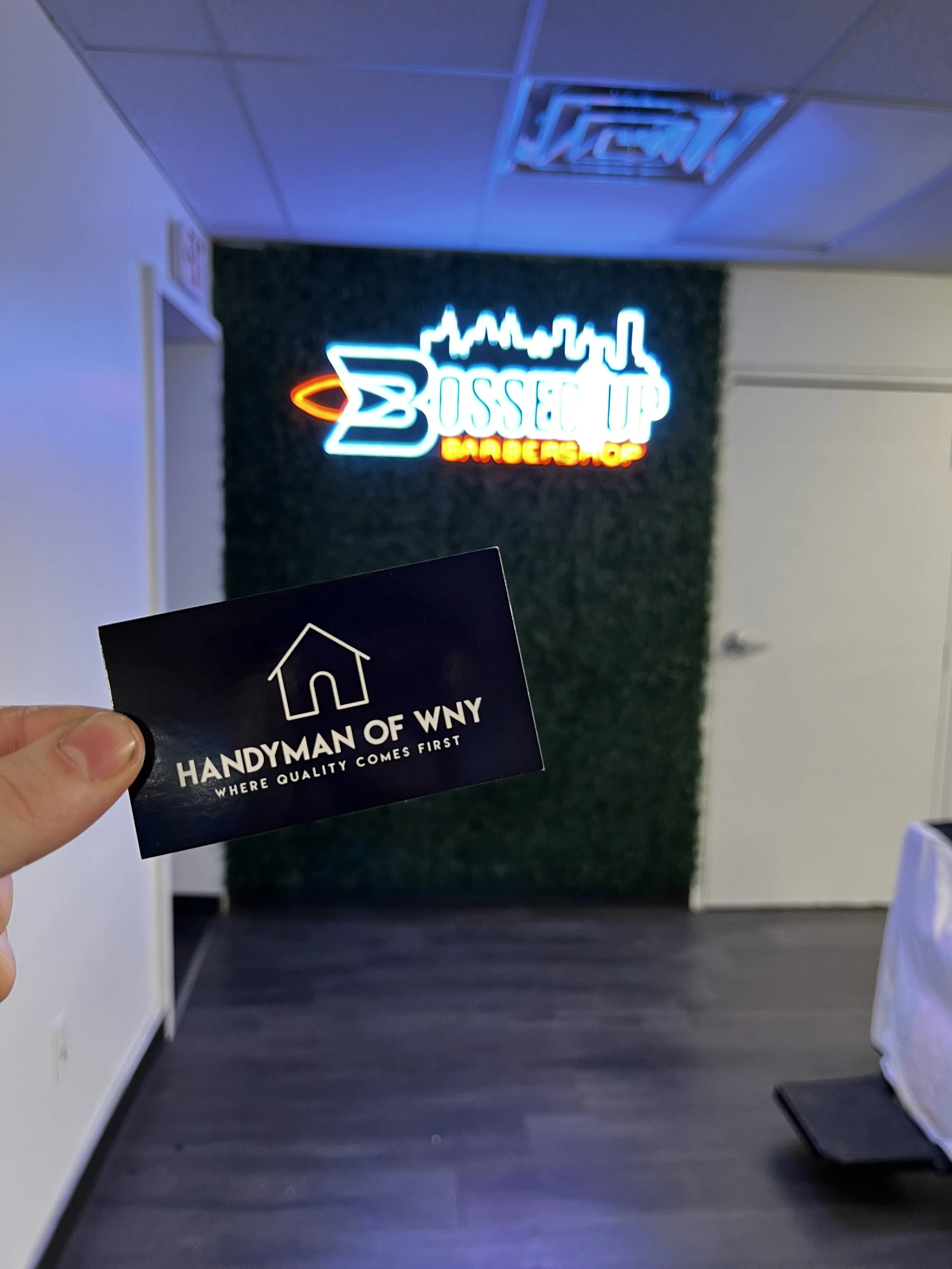 Grass Wall + Neon Sign Installation