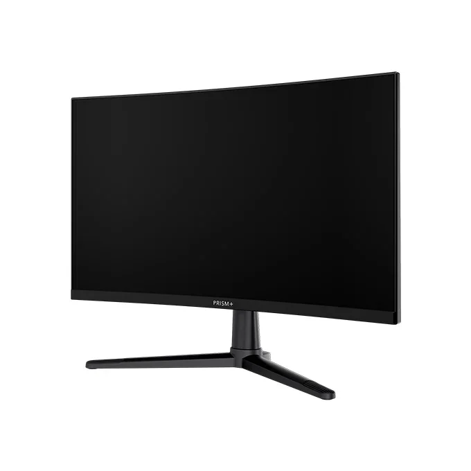 A black computer monitor with a stand, labeled PRISM+.
